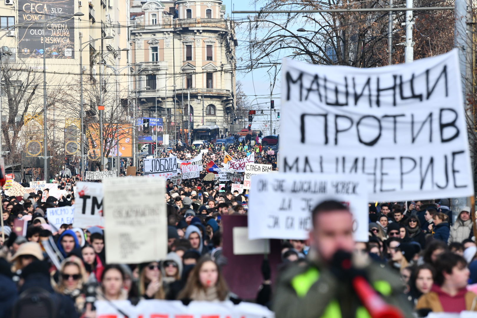 Beograd 27. decembar 2024. Studenti okupljanje kod Pravnog fakulteta protestna setnja do ministarstva prosvete Foto:Vesna Lalić/Nova.rs