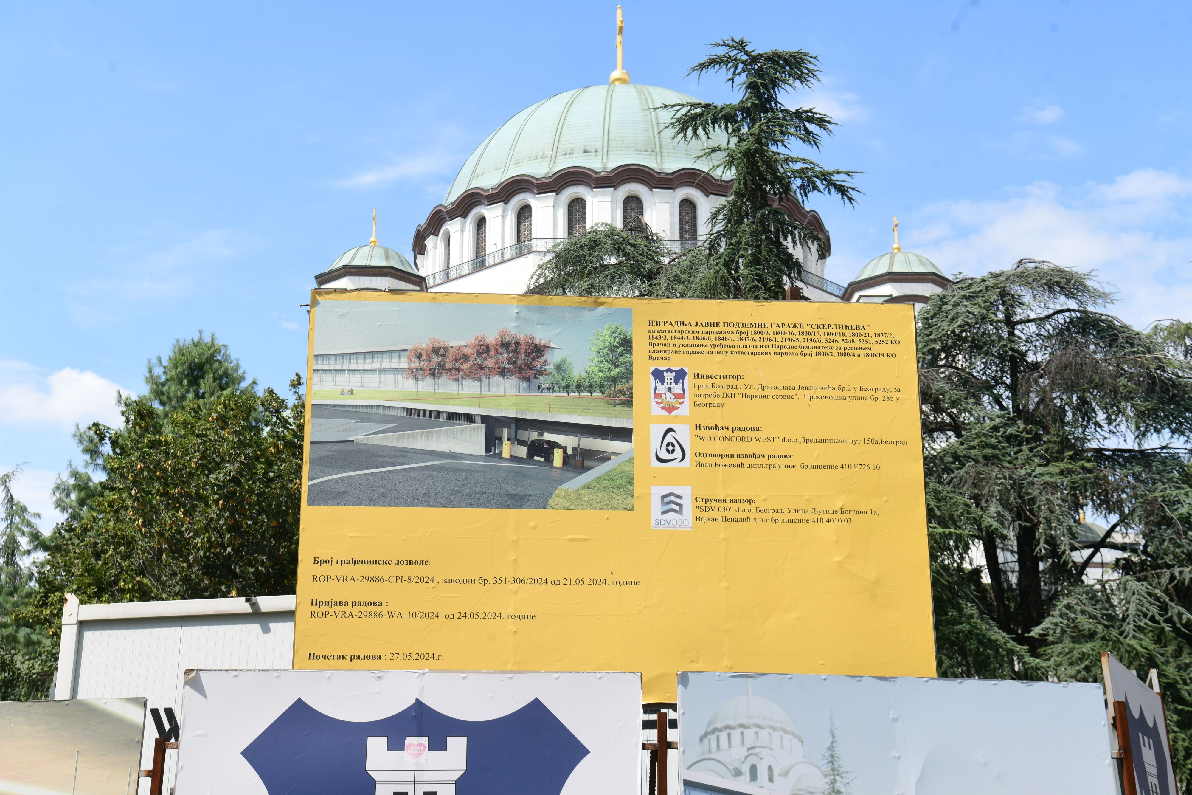Beograd 24.07.2024. Izgradnja javne podzemne garaže Skerlićeva. Hram Svetog Save, plato kod Hrama Svetog Save, gradilište Foto: Filip Krainčanić/Nova.rs