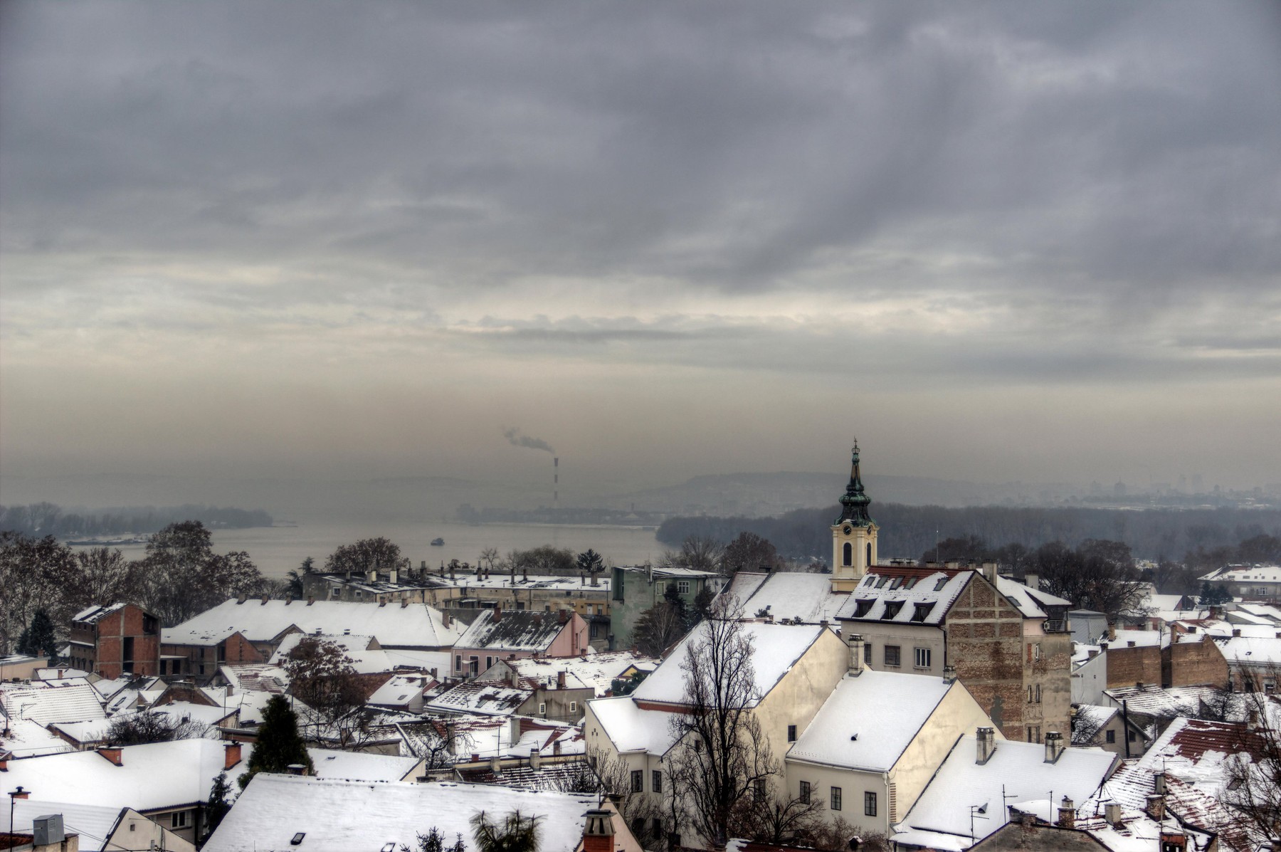 Serbia - View of the Gardos Hill in the old town of Zemun, a historic settlement on the banks of the Danube within the city of Belgrade at winter