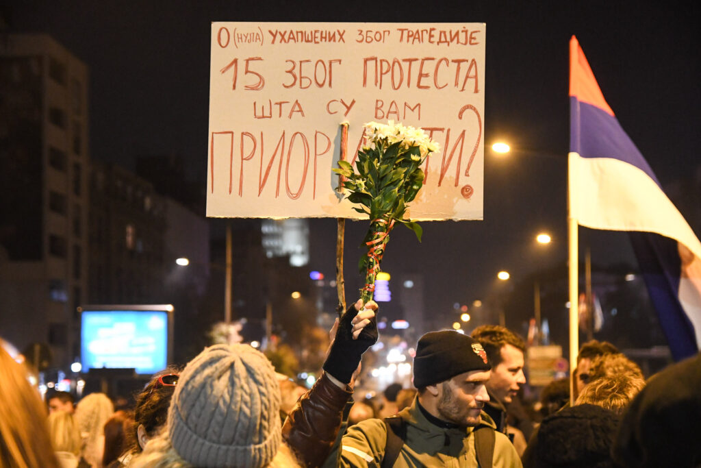 Novi Sad, 8.11.2024. Blokada Varadinskog mosta, novi protest foto Nenad Mihajlovic Nova rs