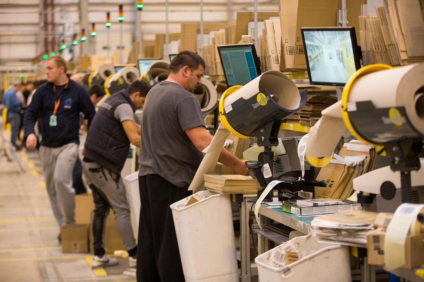 Staff at the Amazon fulfilment centre in Peterborough,Cambs,on Tuesday Nov 25th,getting ready for Black Friday.