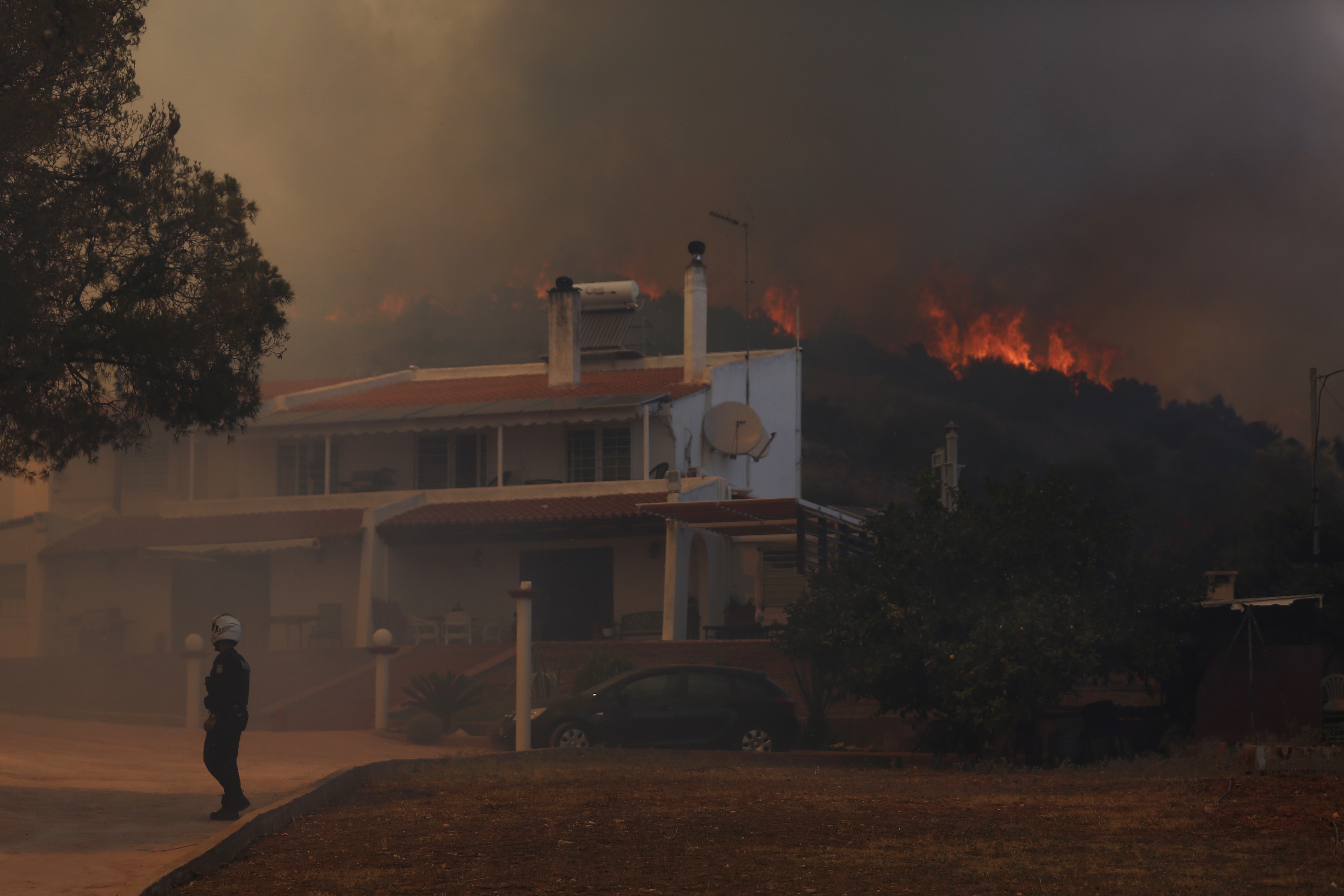 Evacuation of local residents due to wildfire in Koropi area, eastern Attica