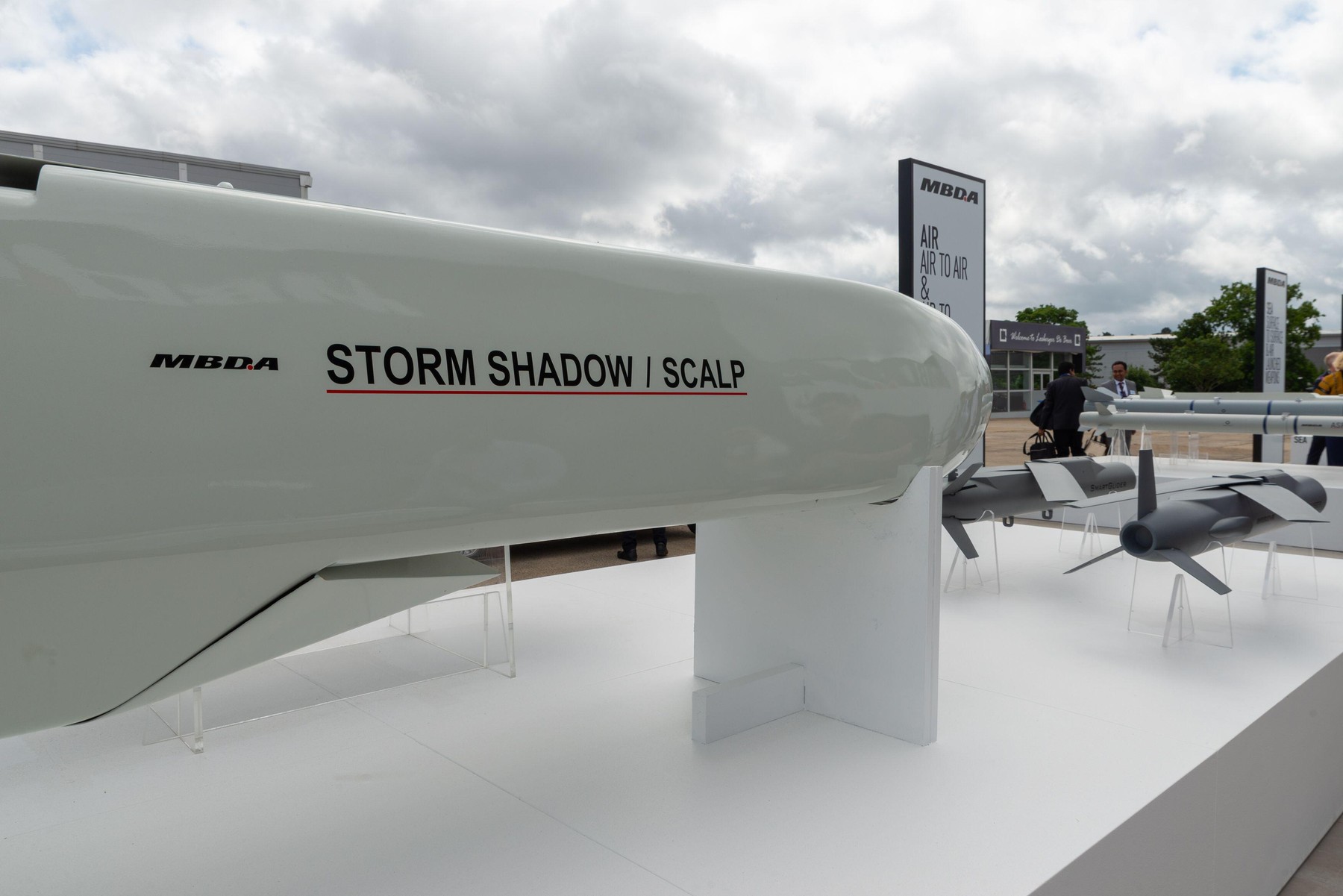 Farnborough Airport, Hampshire, UK. 22nd Jul, 2024. The worlds military and civil aviation businesses have gathered to display and view the latest in aerospace technology. The most modern civilian airliners and military fighters and weaponry. MBDA Storm S