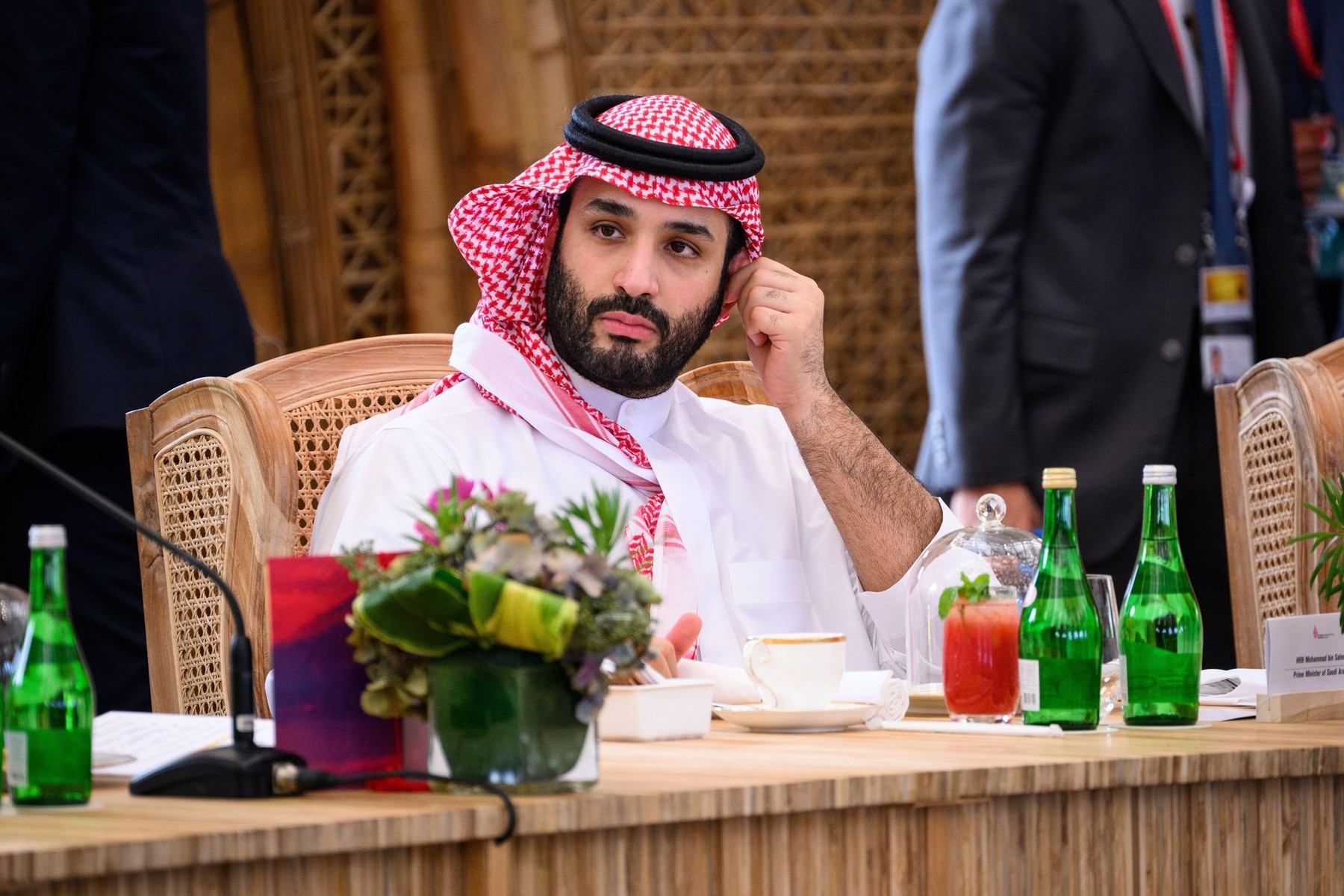 Crown Prince Mohammed bin Salman of Saudi Arabia takes his seat ahead of a working lunch at the G20 Summit in Nusa Dua, Bali, Indonesia. Picture date: Tuesday November 15, 2022.