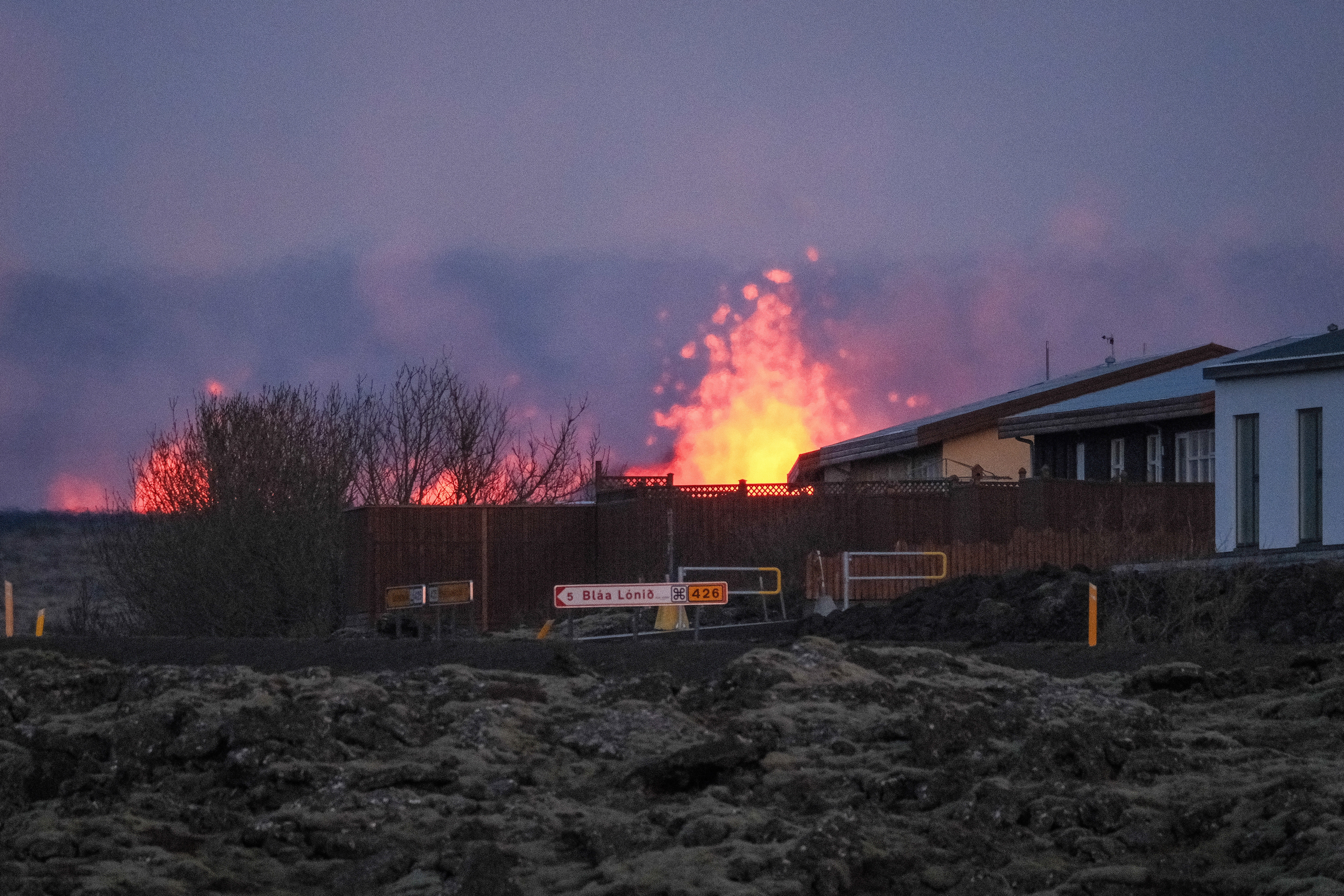 Eruption fissure opens on the outskirts of fishing town of Grindavik in Reykjanes peninsula
