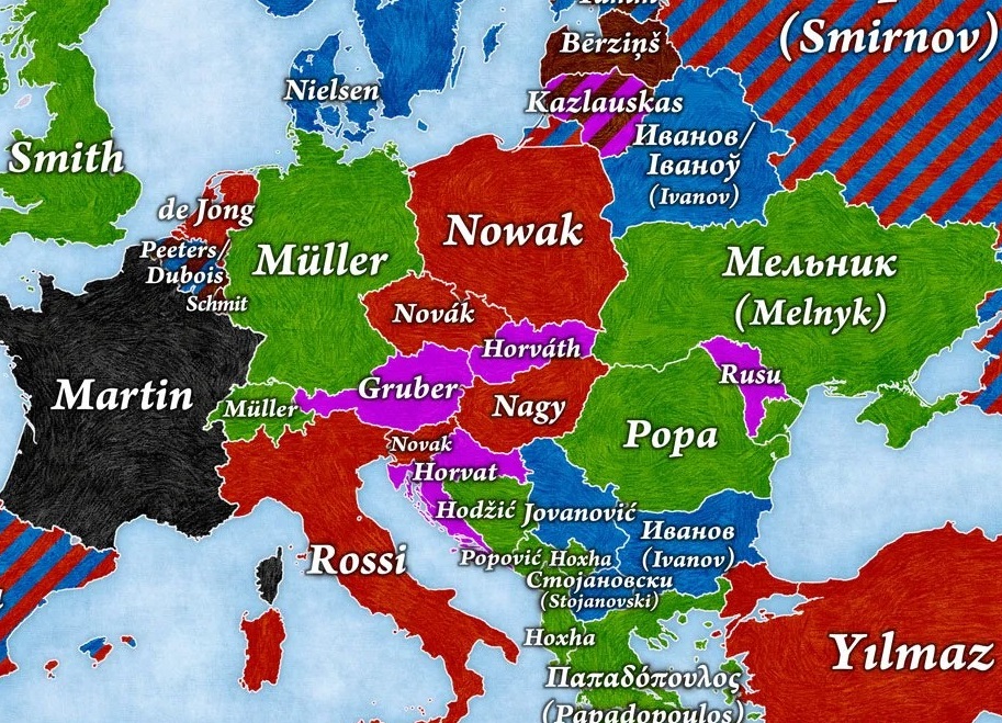 Najčešća prezimena u Evropi