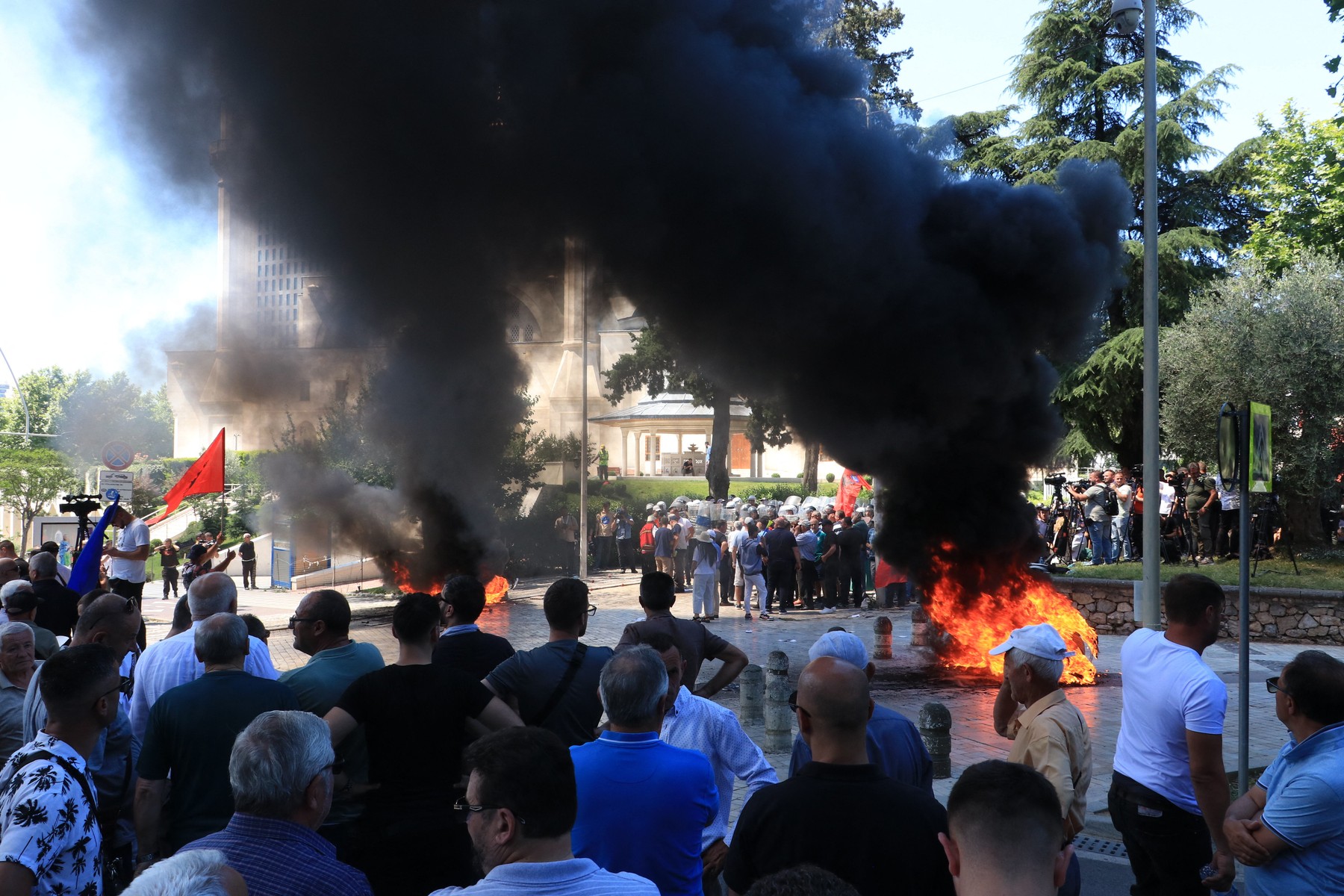 Anti-government protest outside the Albanian parliament
