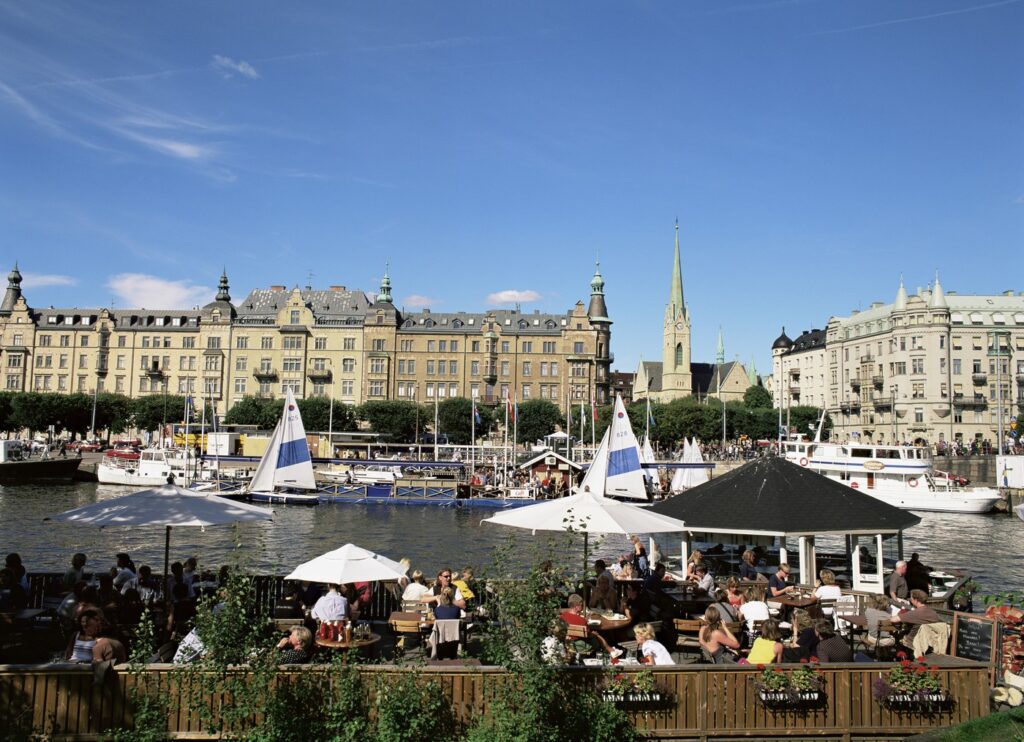 Waterside cafe, Stockholm, Sweden, Scandinavia, Europe,Image: 40262462, License: Royalty-free, Restrictions: Editorial Use Only, Model Release: no, Credit line: Ellen Rooney / robertharding / Profimedia