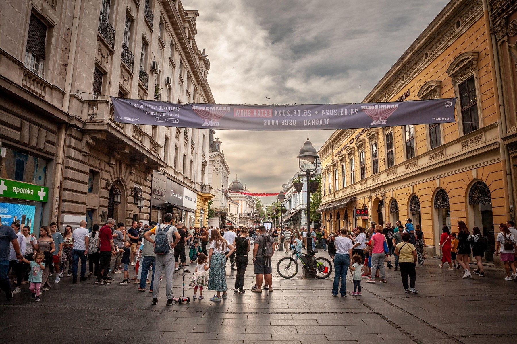 Picture of Kneza Mihailova street taken during a crowded afternoon in Belgrade, Serbia. Knez Mihailova Street or Prince Michael Street, is the main pe