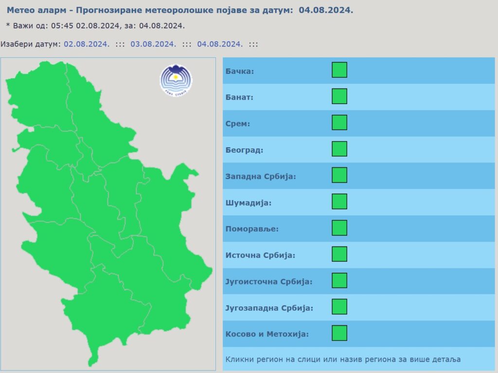 Vremenska prognoza, upzorenja i najave, vreme Foto: RHMZ