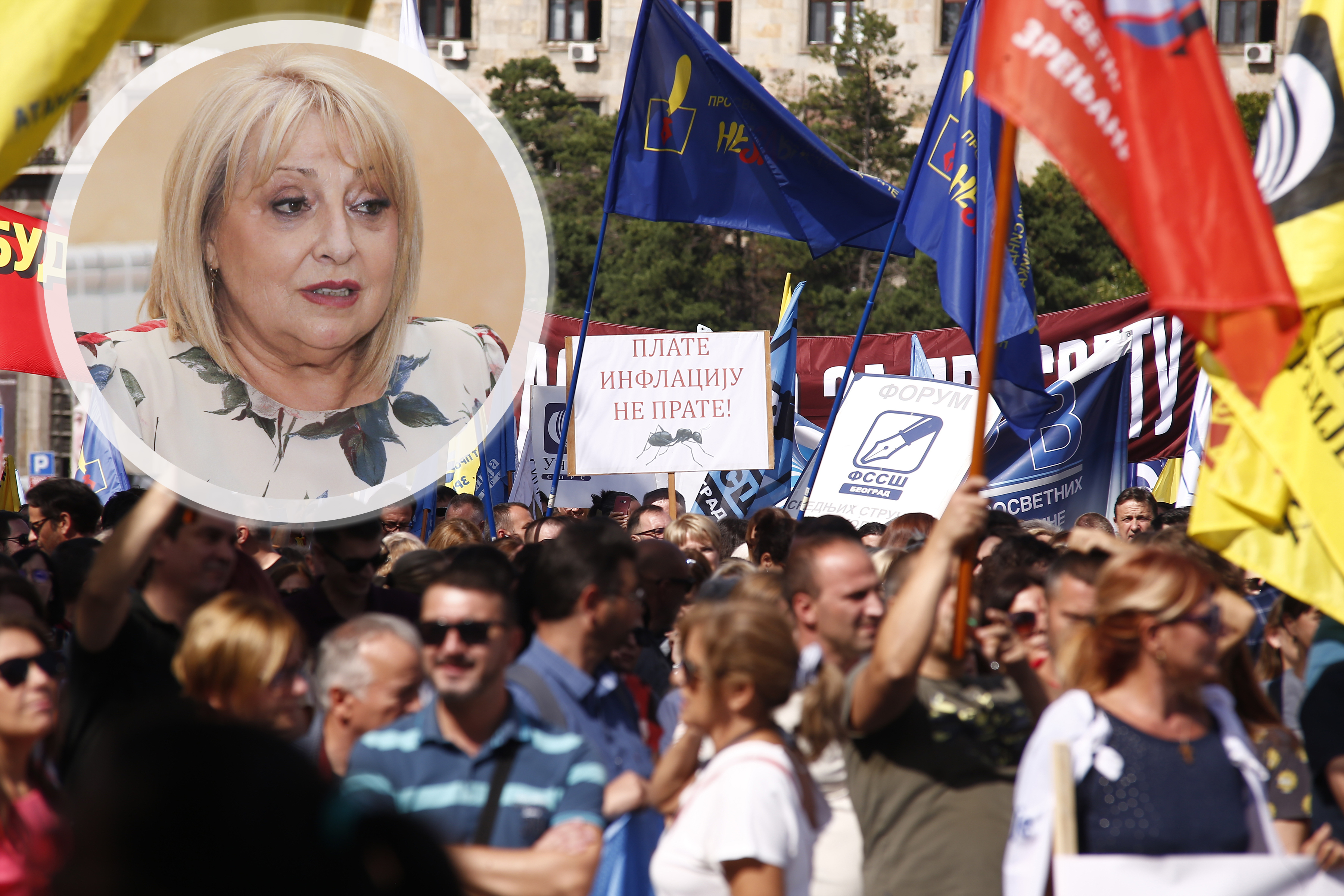 The protest of four representative unions of education started in front of the House of the National Assembly, and then the gathered people walked to the Government of Serbia, where the demands were submitted.Protest cetiri reprezentativna sindikata pro