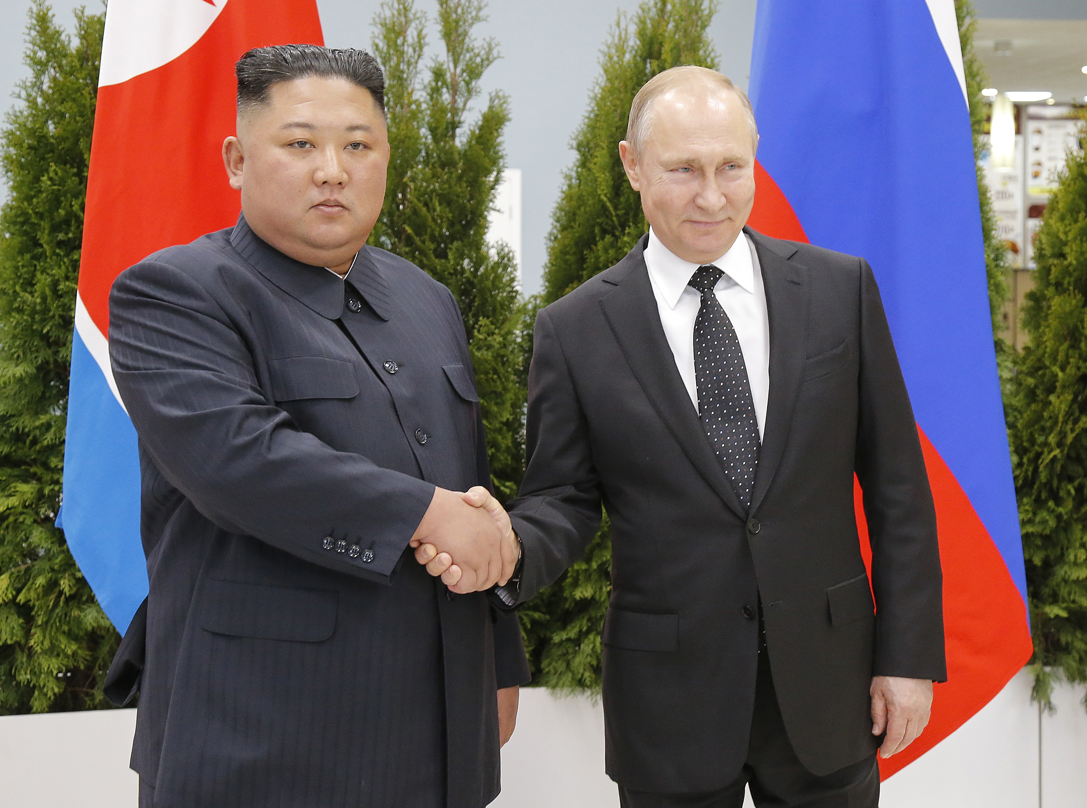 Russian President Vladimir Putin meets North Korean leader Kim Jong Un