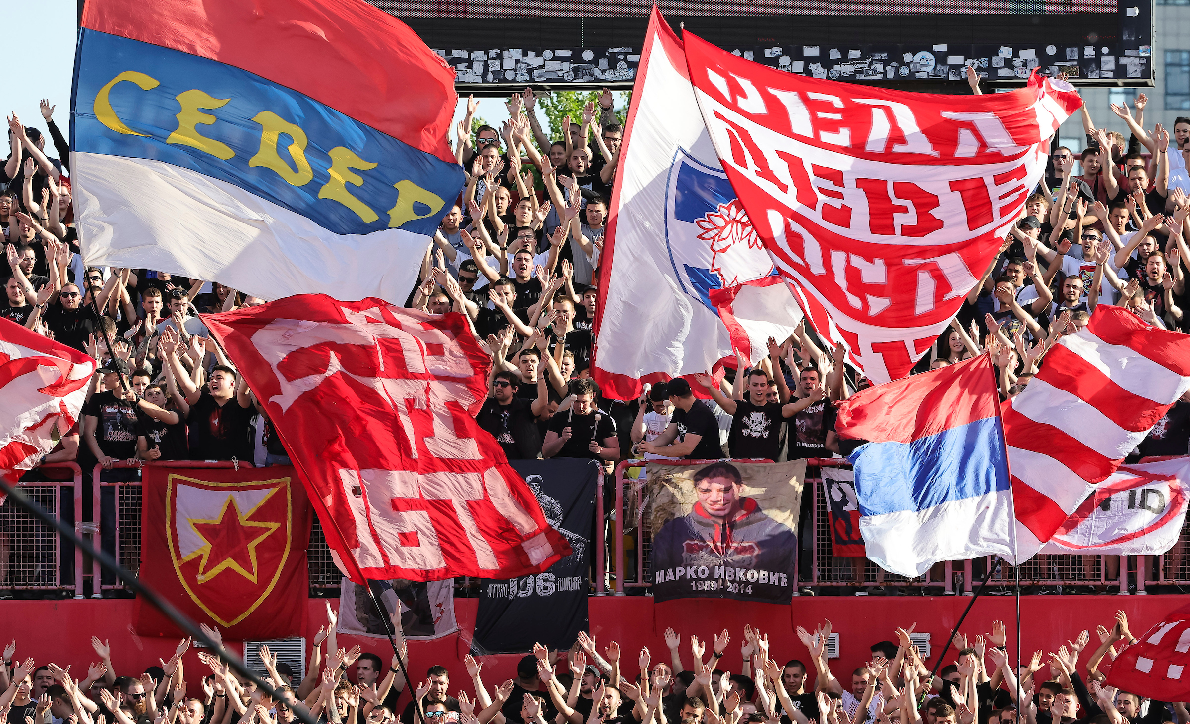 during the Mozzart Super Liga 2023/2024 Play Off match between Vojvodina and Crvena Zvezdaat stadium Karadjordje on April 28, 2024 in Novi Sad, Serbia. (Photo by Srdjan Stevanovic/Starsport.rs ©)