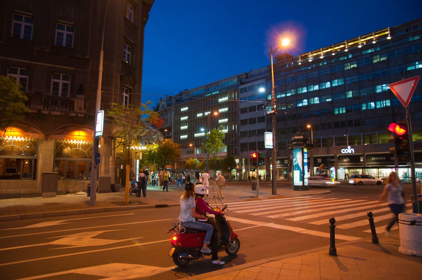 Terazije square at night central Belgrade Serbia Europe