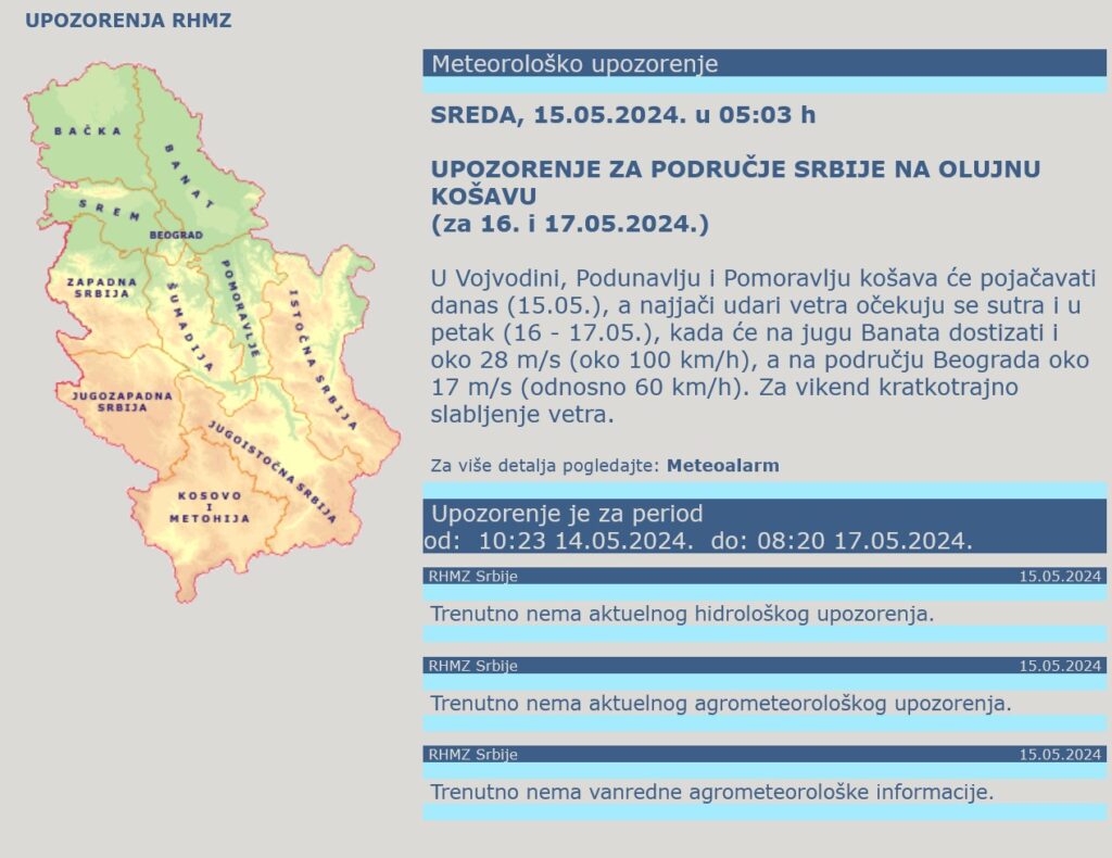 Vremenska prognoza, vreme, temperatura, upozorenja i najave Foto: RHMZ