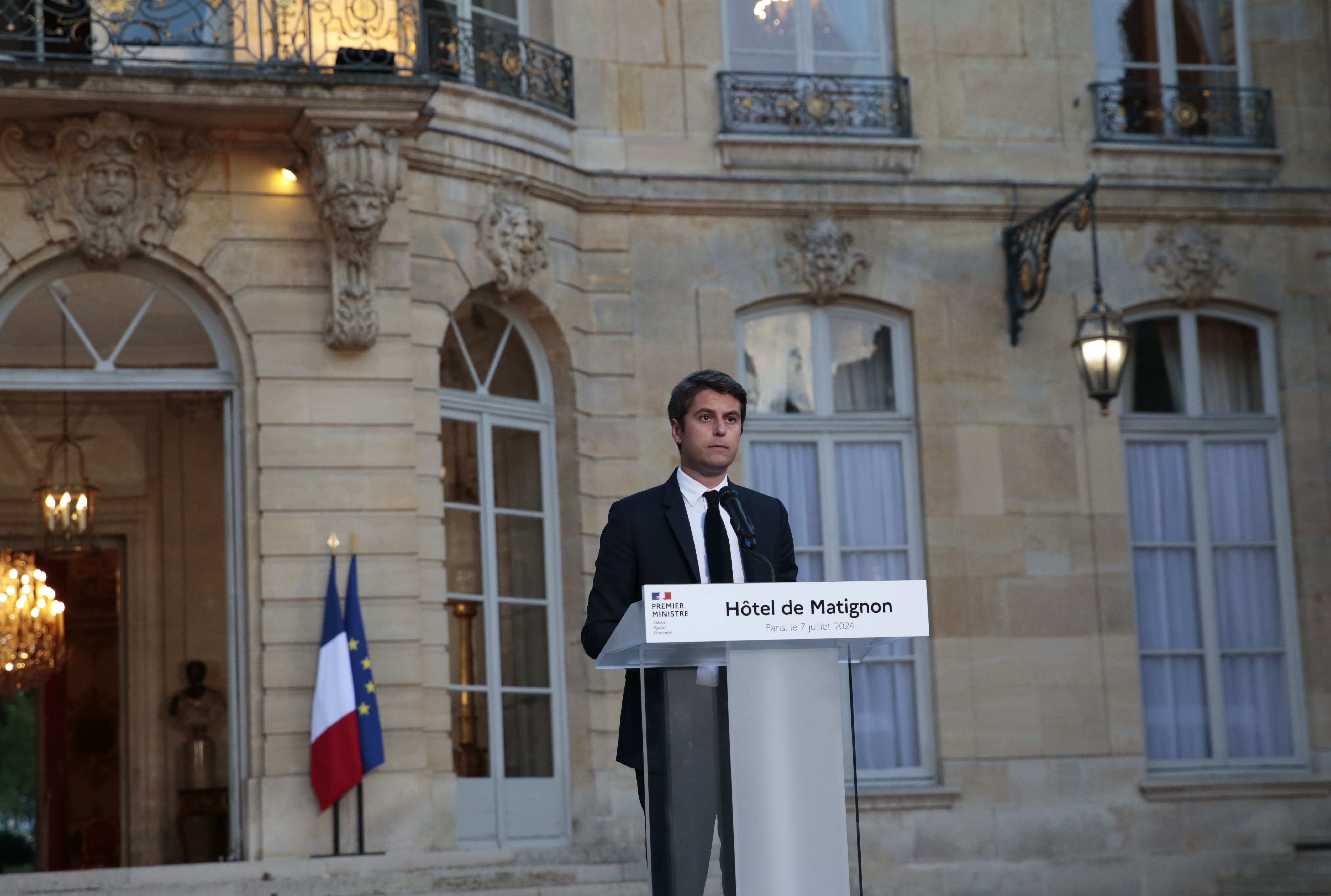 French PM Attal addresses the media after results of legislative elections