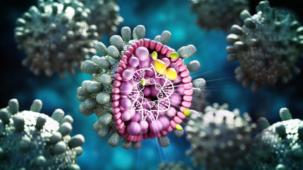 Structural detail of Hepatitis B virus on blue-green background. 3D illustration.,Image: 777805882, License: Royalty-free, Restrictions: , Model Release: no, Credit line: Cigdem Simsek / Panthermedia / Profimedia