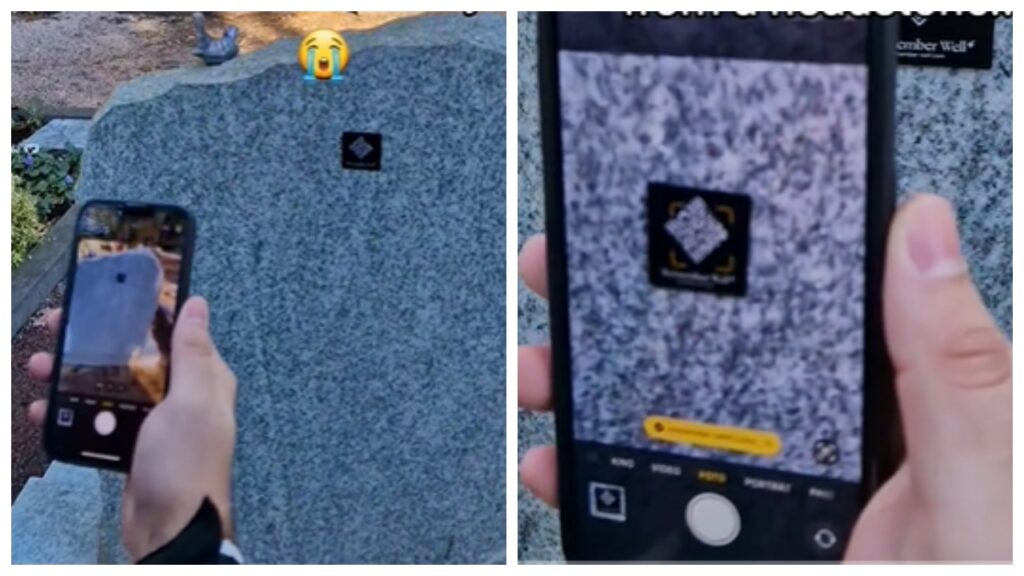 QR kod, grob, spomenik  Foto: Zajem zaslona/TikTok