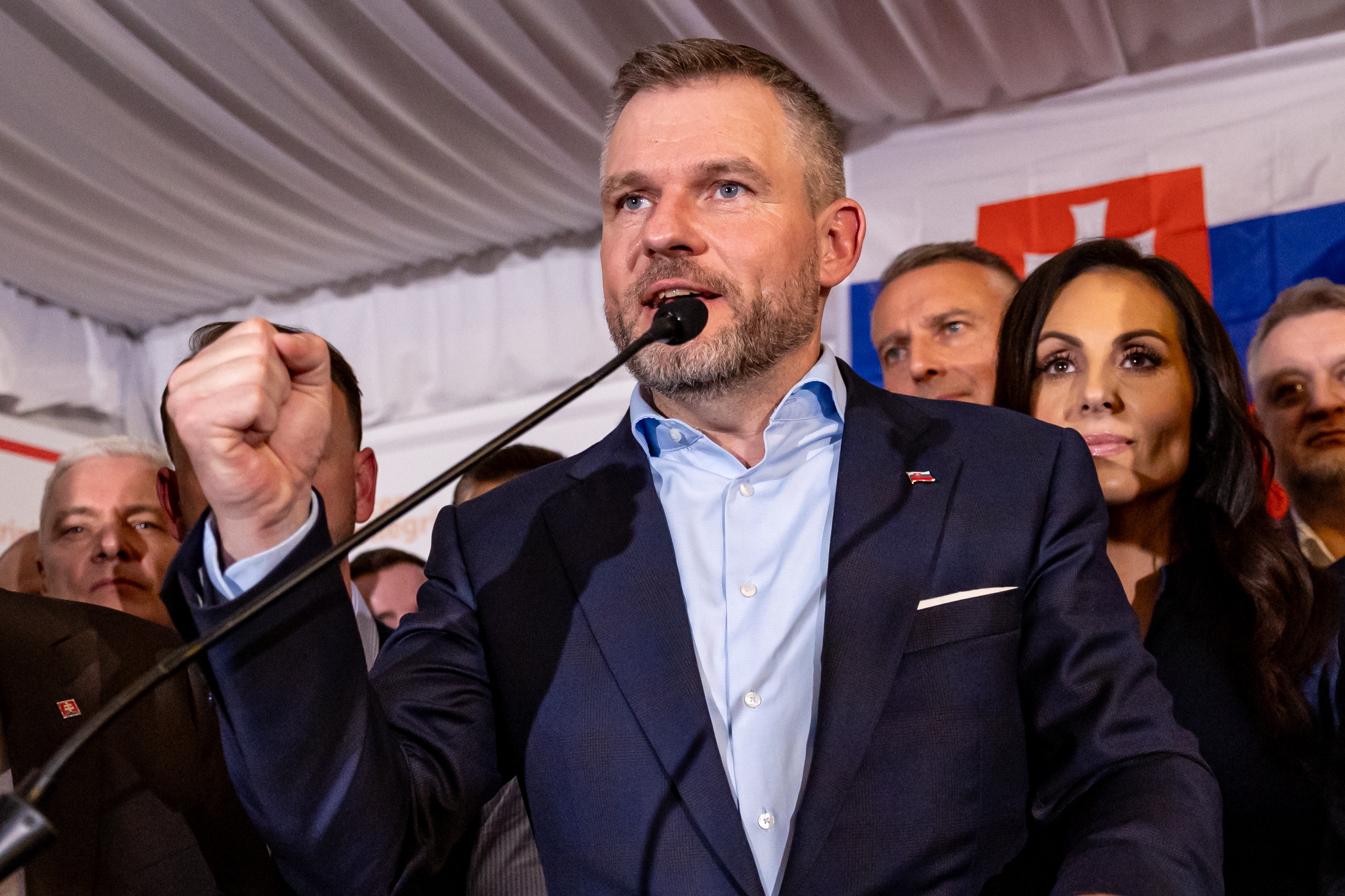 Slovak presidential candidate Pellegrini attends elections night in Bratislava