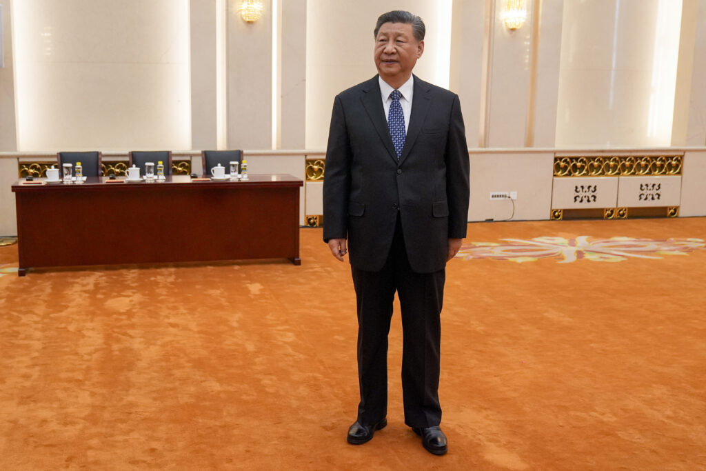 Chinese President Xi Jinping waits to meet U.S. Secretary of State Antony Blinken at the Great Hall of the People, Friday, April 26, 2024, in Beijing, China. (AP Photo/Mark Schiefelbein, Pool)