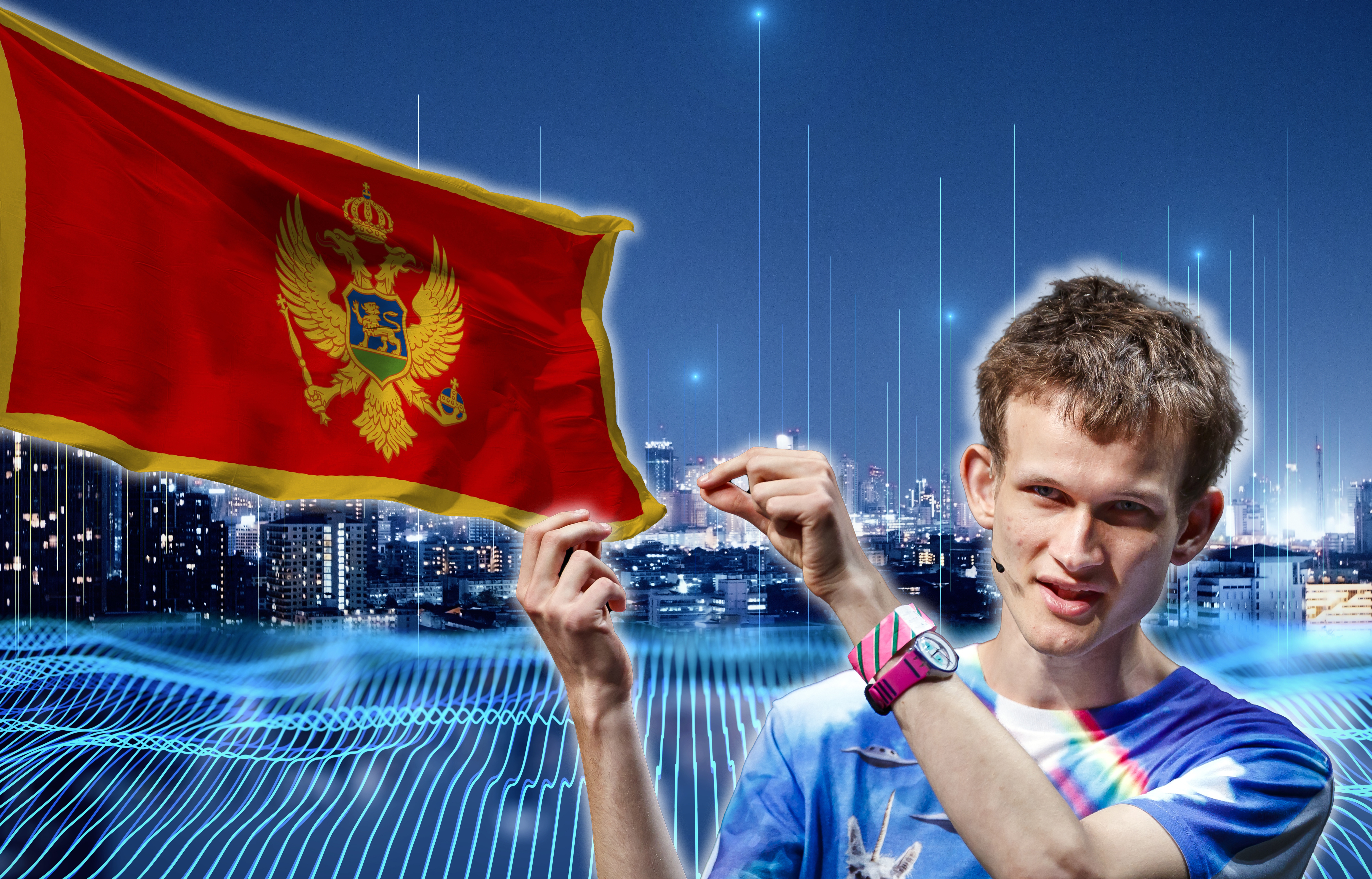 kombo
Vitalik Buterin, crnogorska zastava i neka ilustracija grada budućnosti