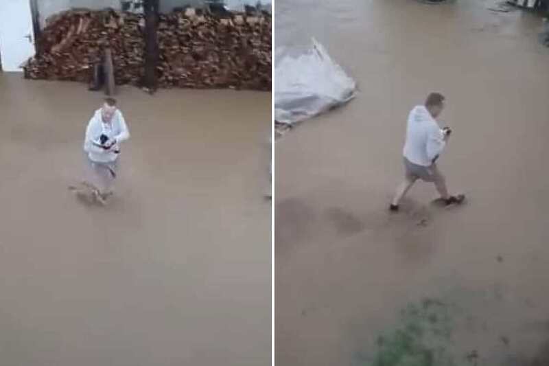 Spasio mače usred poplave