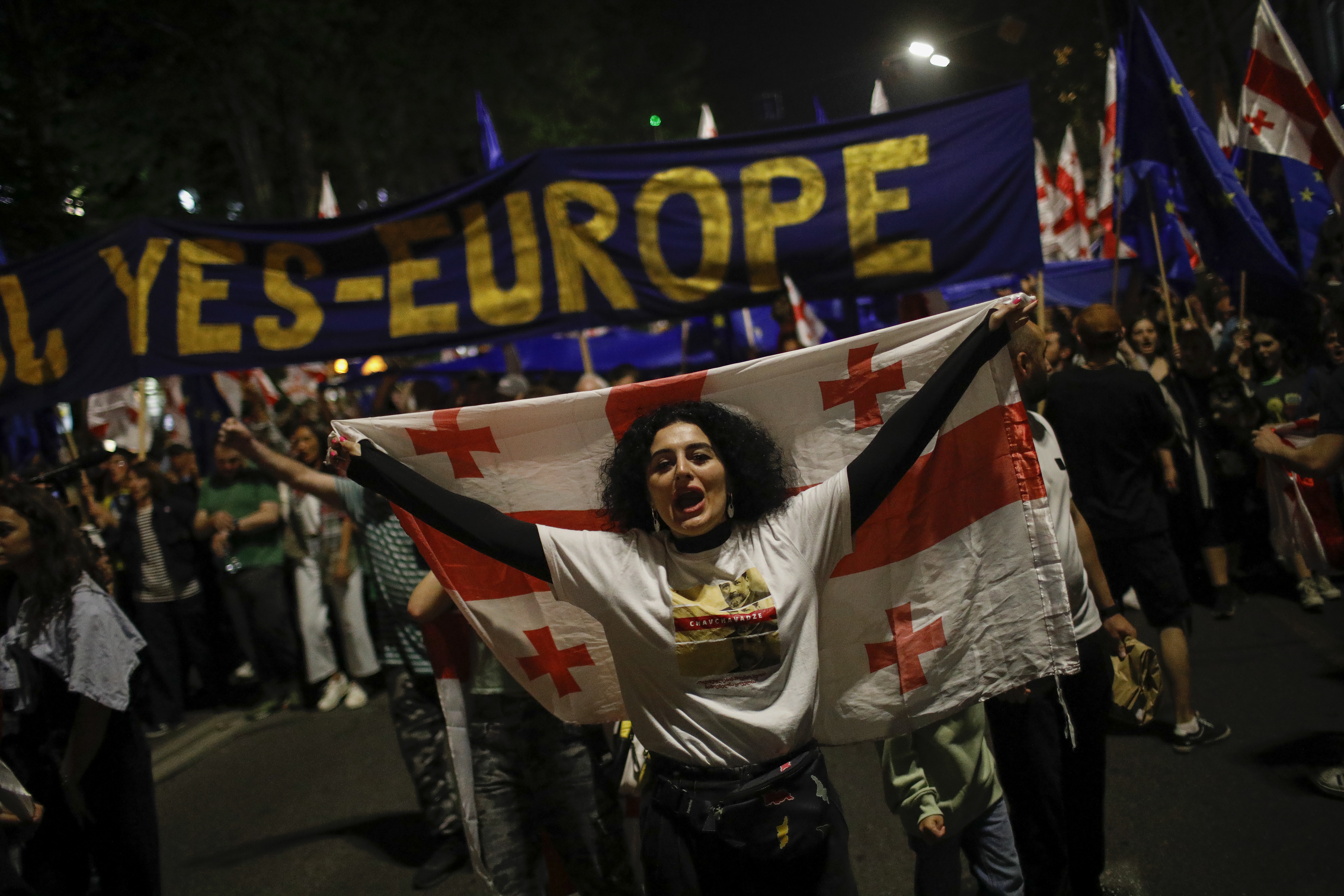 Opposition protest against foreign agents bill at Georgia Parliament