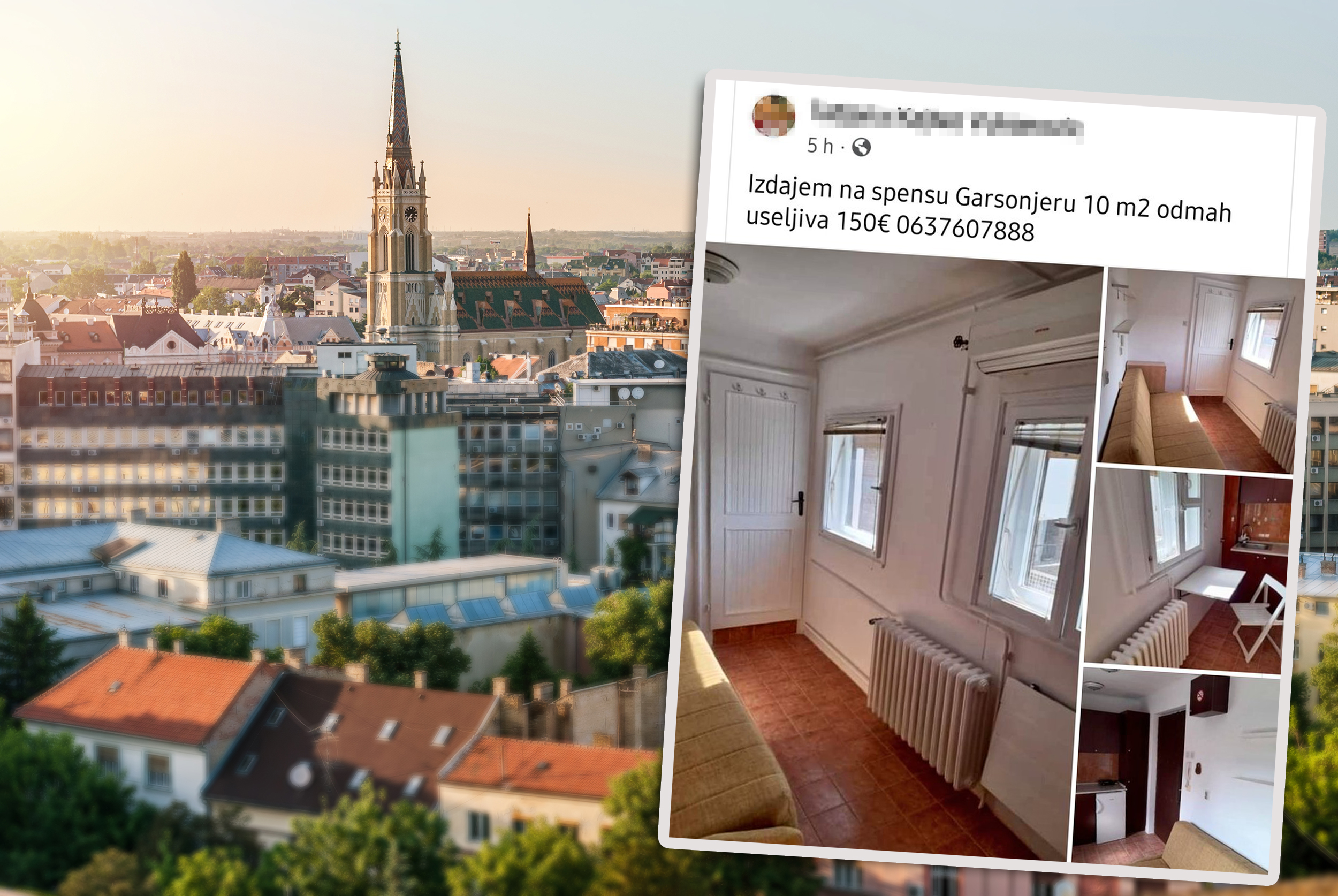 novi sad garsonjera izdavanje 150 eura 12m2