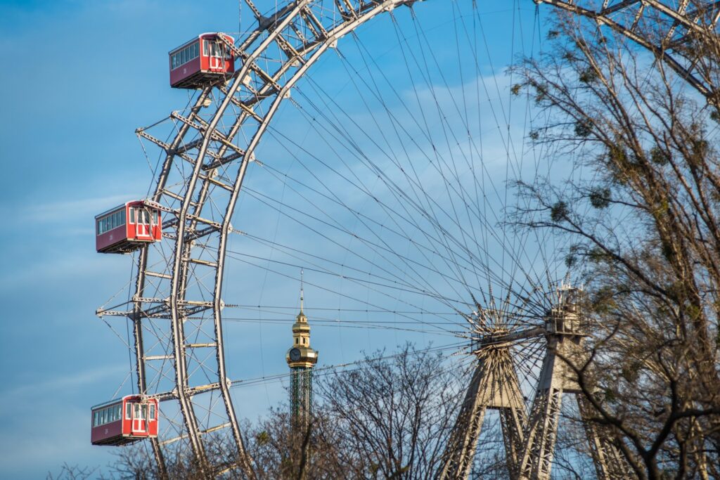 Historic Vienna Giant Ferris Wheel (Riesenrad) in Prater, Vienna, Austria, Europe,Image: 468669442, License: Rights-managed, Restrictions: Editorial Use Only, Model Release: no, Credit line: Andrew Michael / robertharding / Profimedia