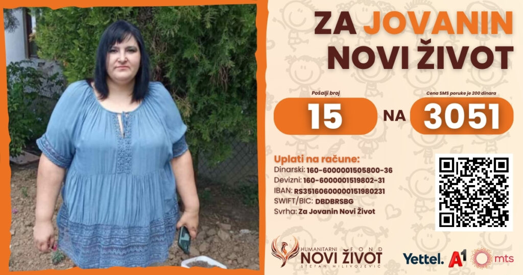 Kragujevac Jovana Radivojević (36 godina), je majka šestoro dece iz Kragujevca, humanitarac i volonter, koja boluje od karcinoma grlića materice i limfnih čvorova.