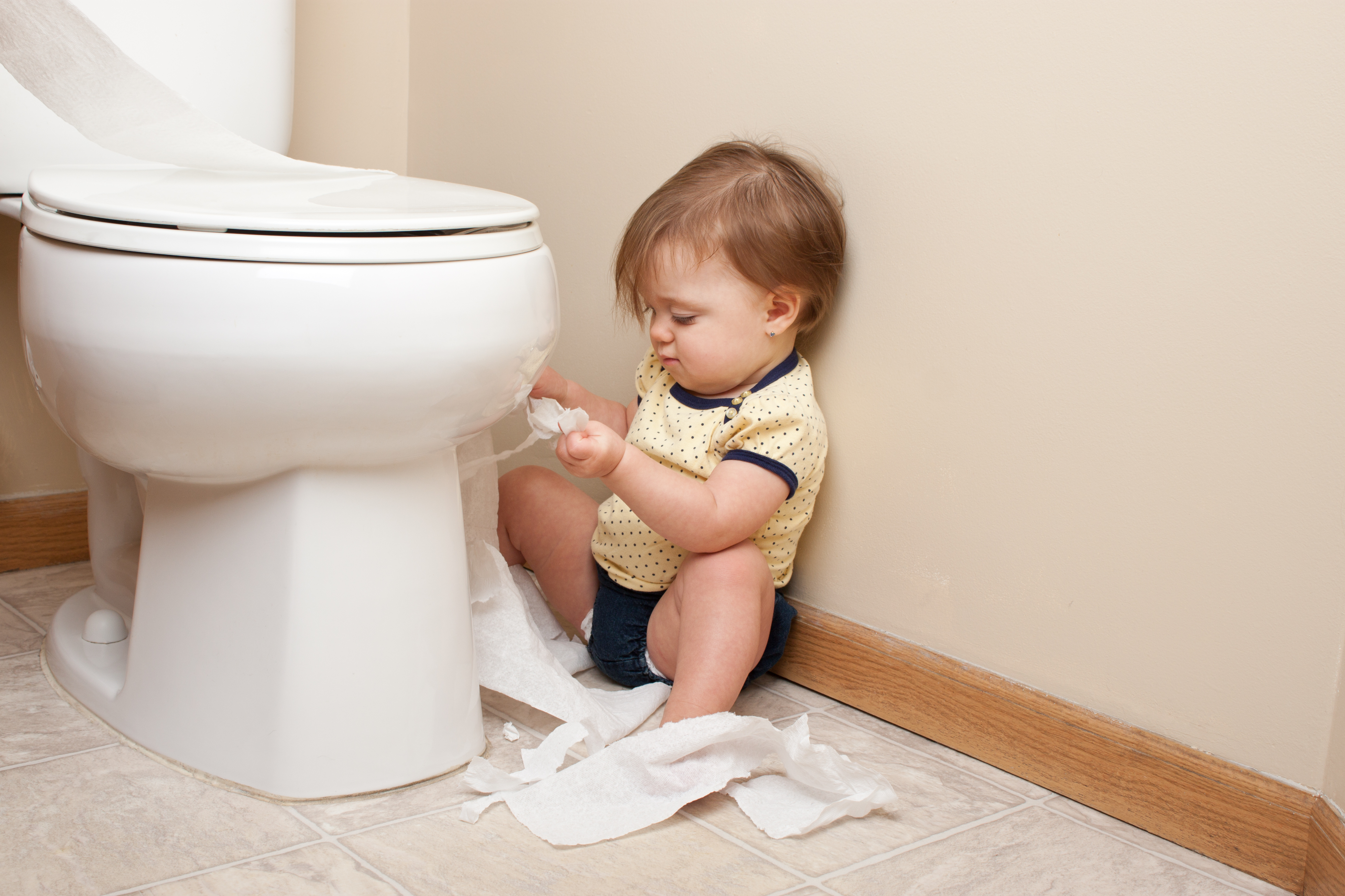 Toddler,Ripping,Up,Toilet,Paper,In,Bathroom