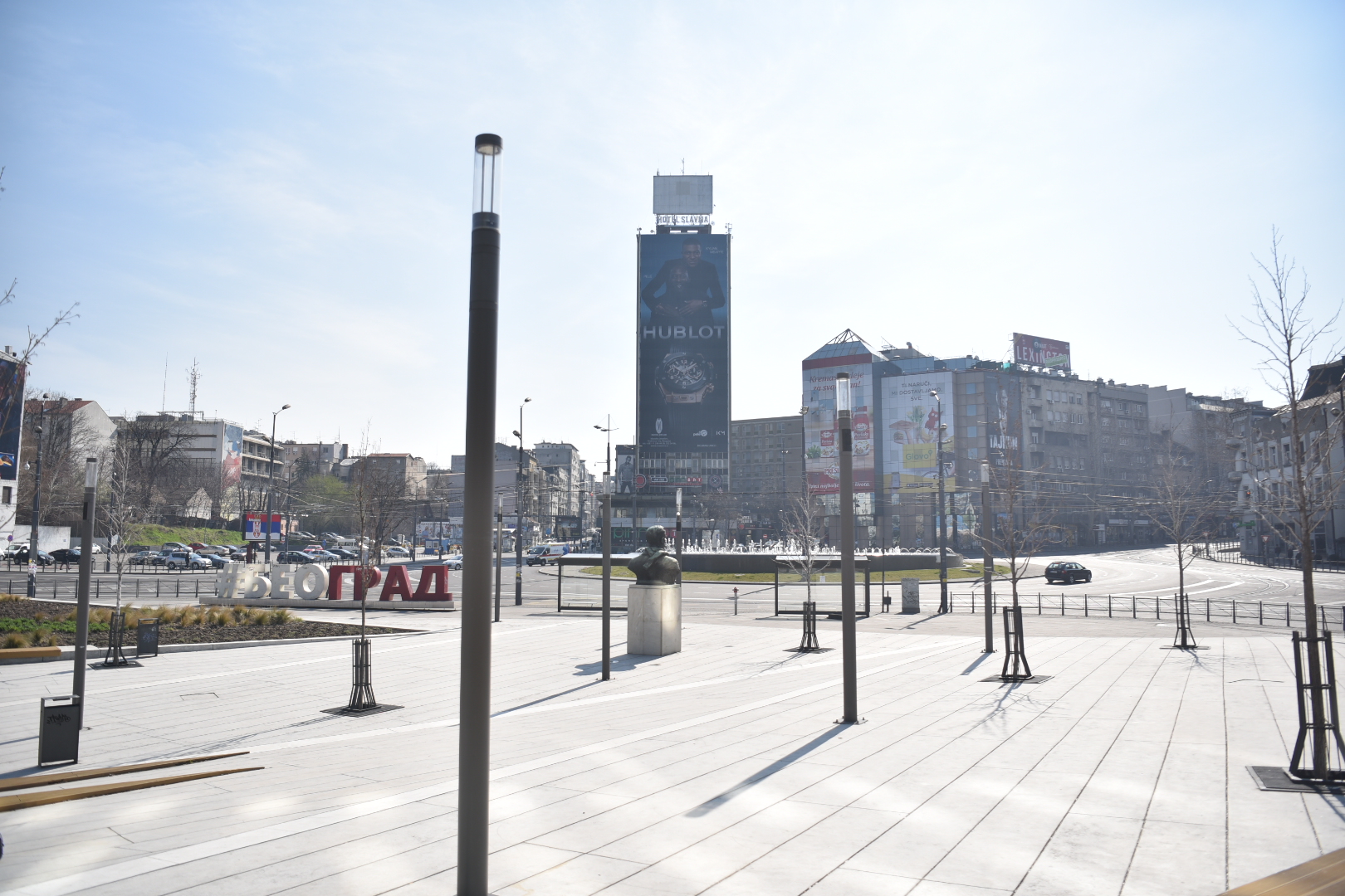 Beograd 18.03.2020. Koronavirus vanredno stanje trg Slavija prazno Foto:Nemanja Jovanović/Nova.rs