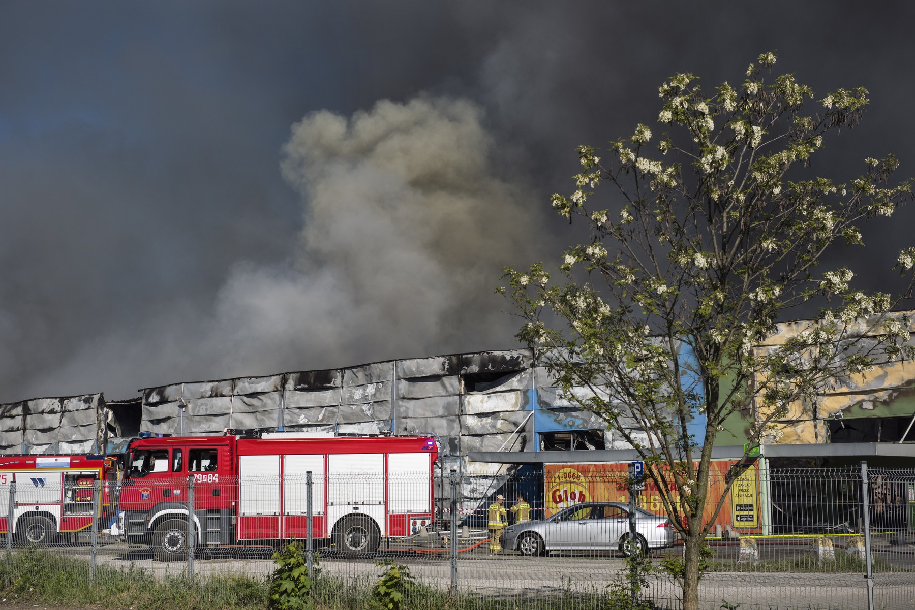 Burning shopping center in Warsaw, Poland - 12 May 2024