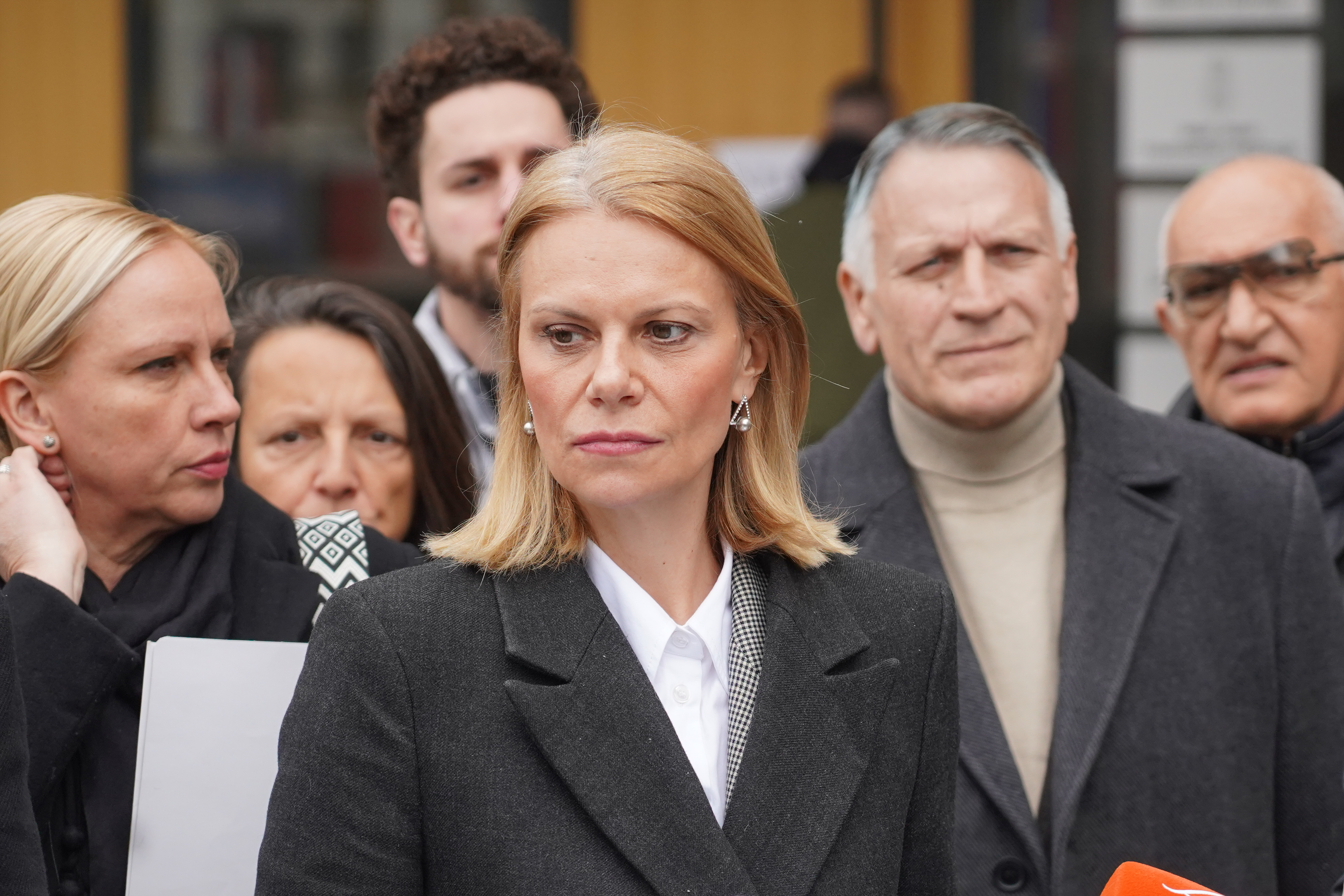 Press conference of the president and vice president of the City Committee of the Belgrade Freedom and Justice Party, Mila Popovic and Ana Godjevac, regarding the filing of criminal charges against people who participated in election fraud, was held in fr
