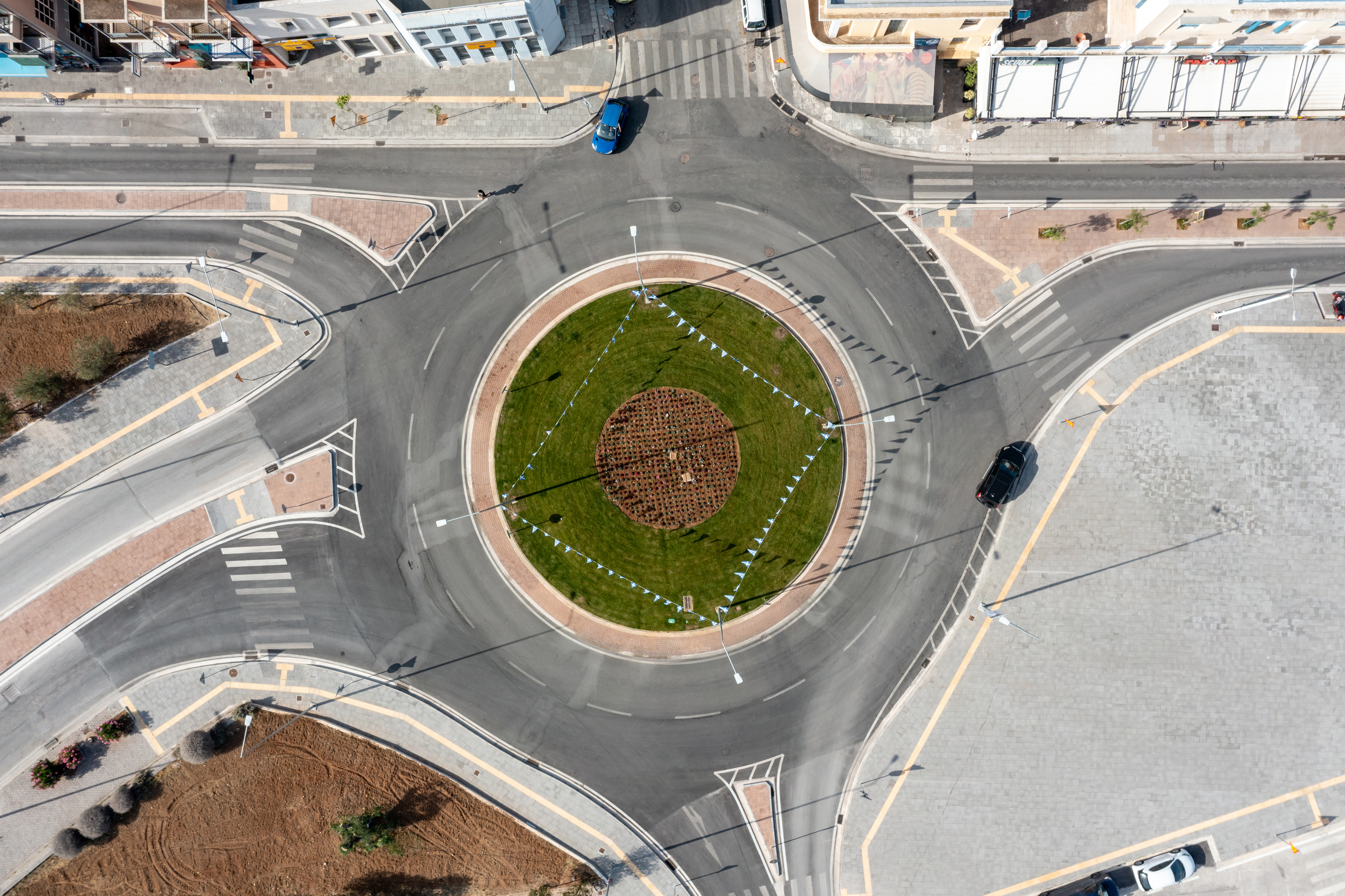 Traffic,Roundabout,Main,Road,Junction,Of,Nafplio,Town,Aerial,Drone