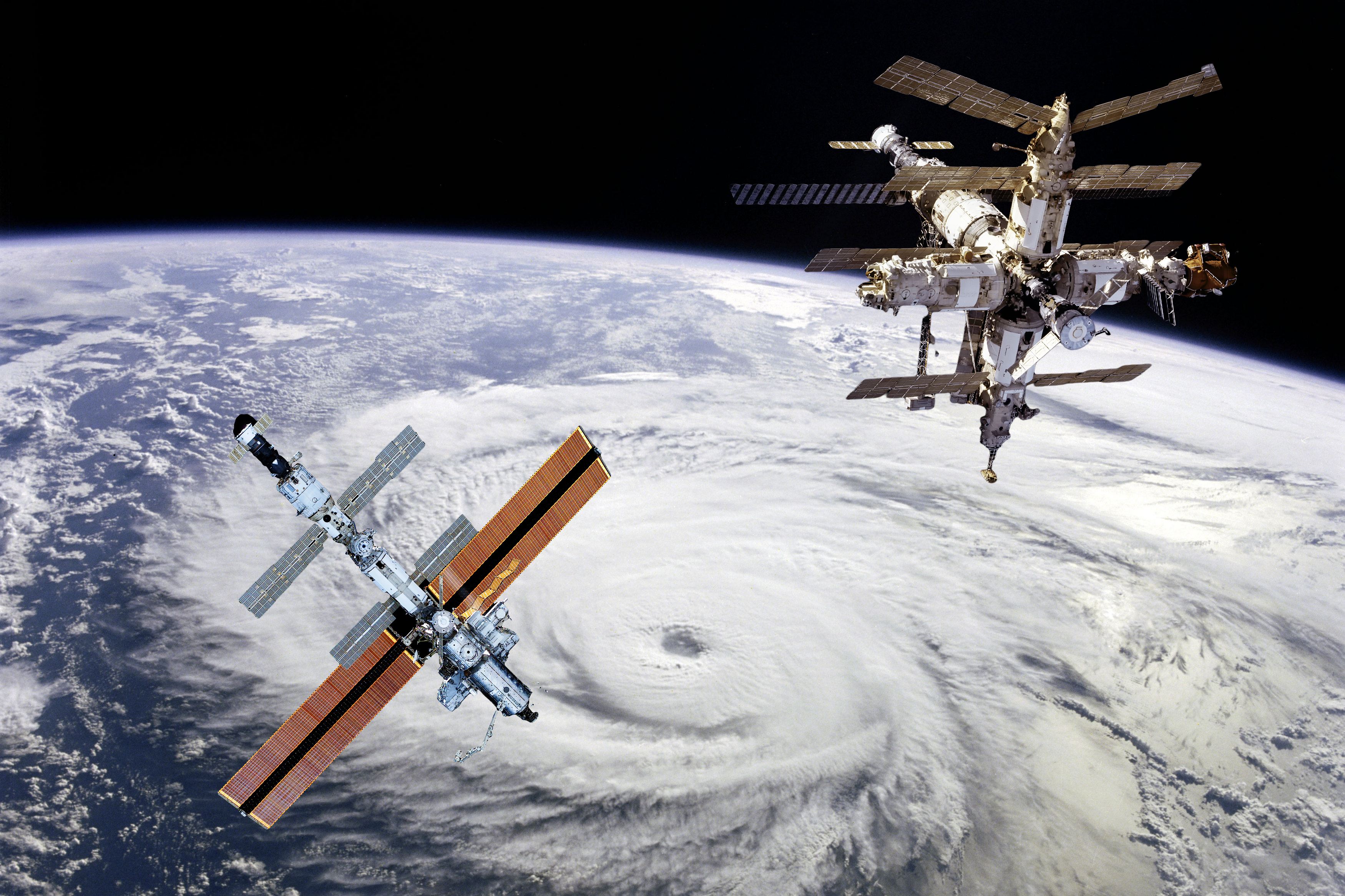 Space,Station.,Different,Spaceships,Above,The,Earth.,The,Elements,Of