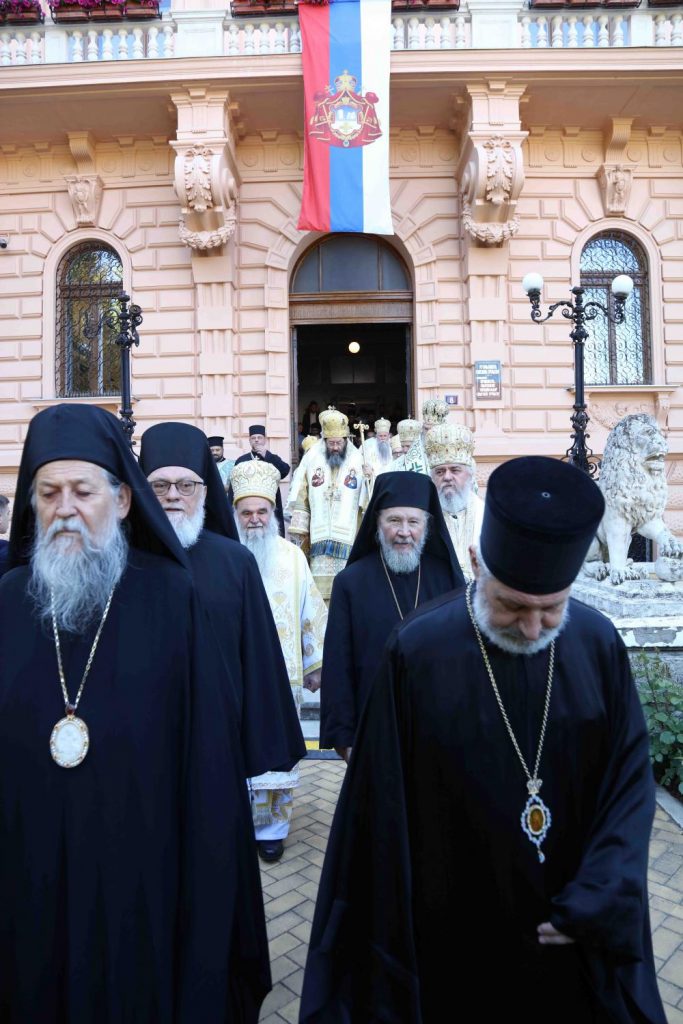 Sremski Karlovci 15. maj 2022. Vladika Pahomije proslava stogodišnjice vaspostavljanja kanonskog jedinstva Srpske Patrijaršije, pravoslavlje religija, sveti oci vladike episkopi Foto:SPC