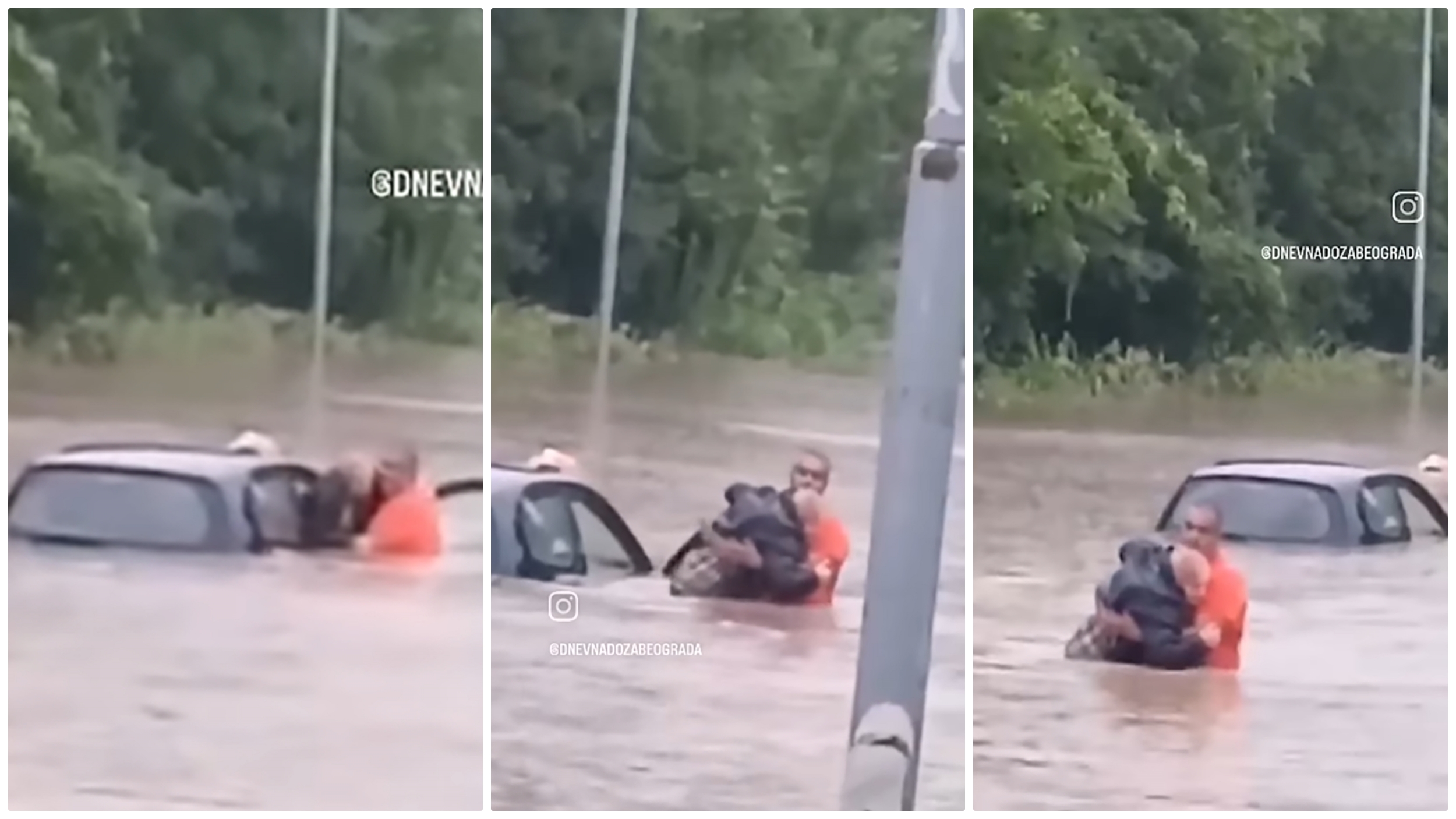 čovej iz gradske čistoće spasava deku iz potopljenog automobila