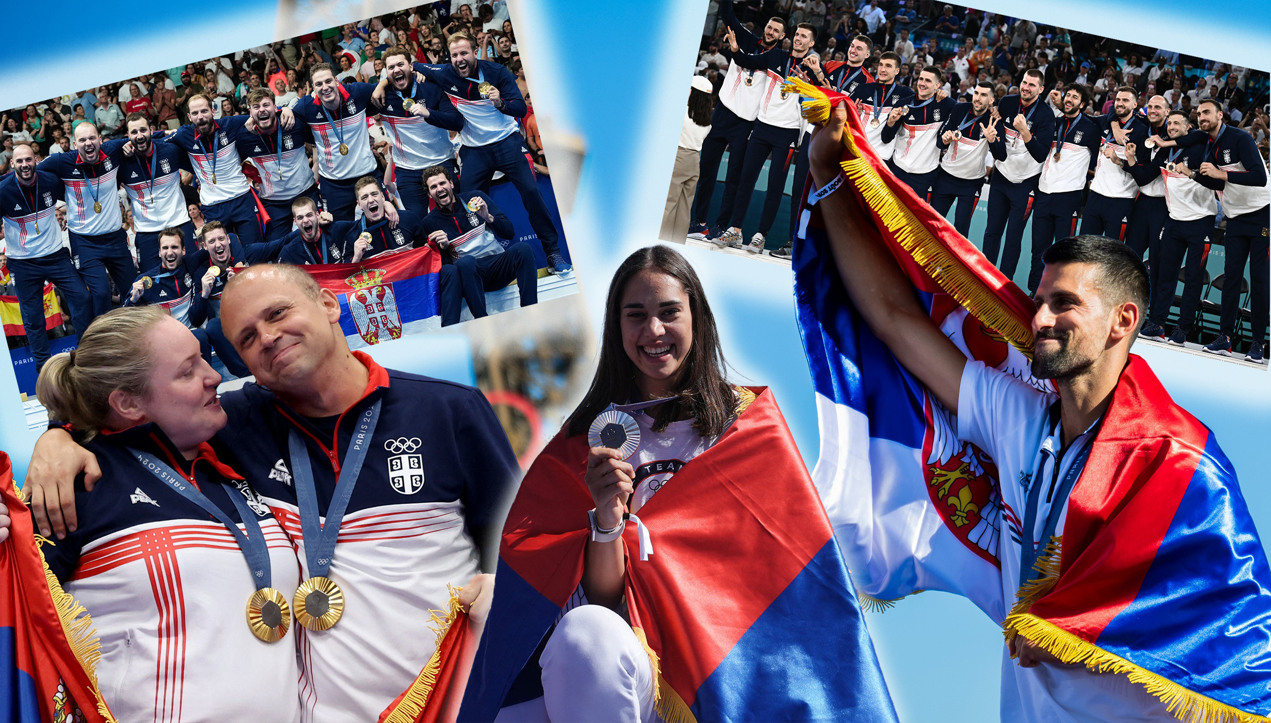 Svi naši s medaljama iz Pariza
Novak Đoković, Zorana Arunović i Damir Mikec,  košarkaši Srbije, Aleksandra Perišić, vaterpolo Srbije, sve medalje olimpijske igre u parizu kombo