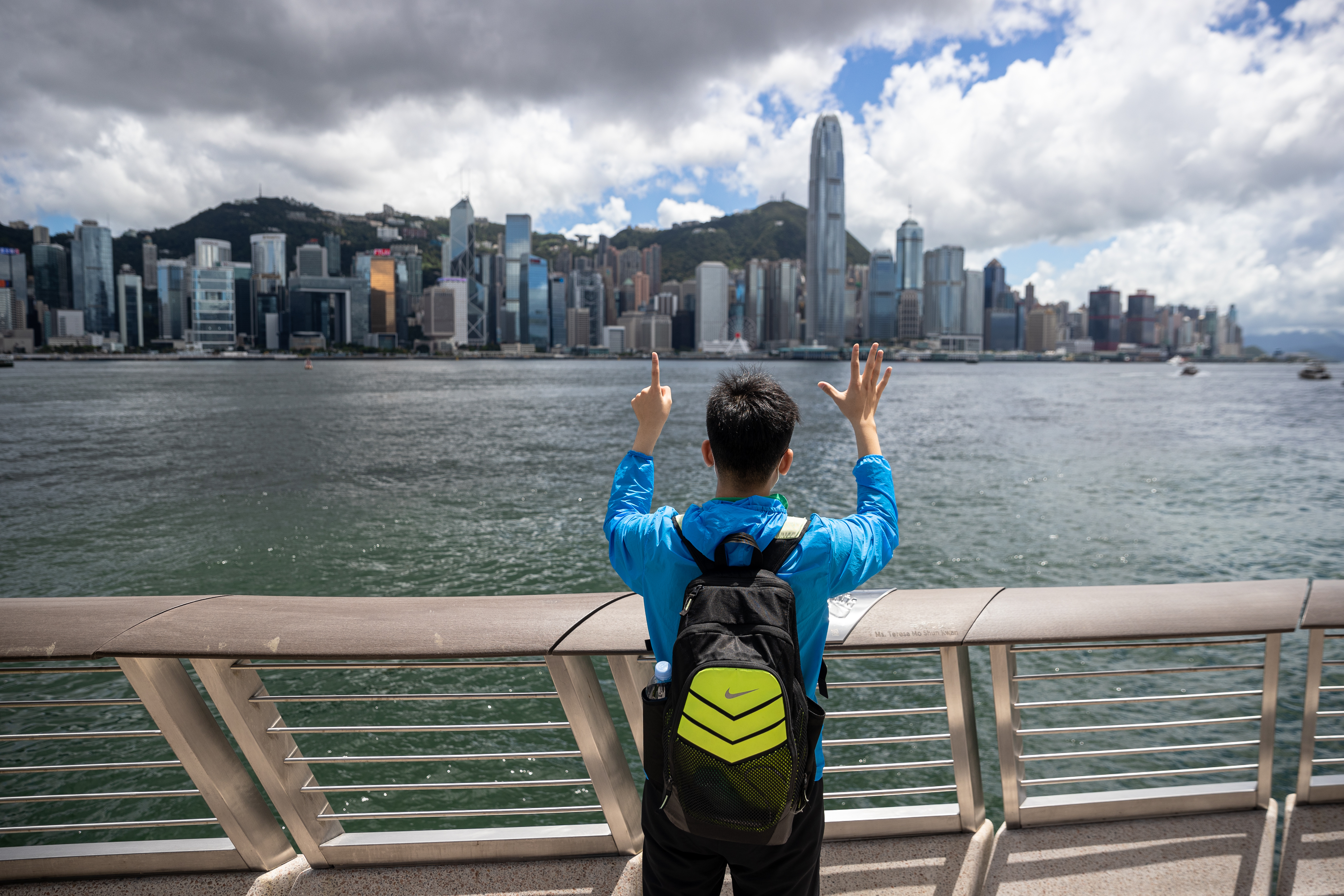 Single demonstrator at rally in Hong Kong