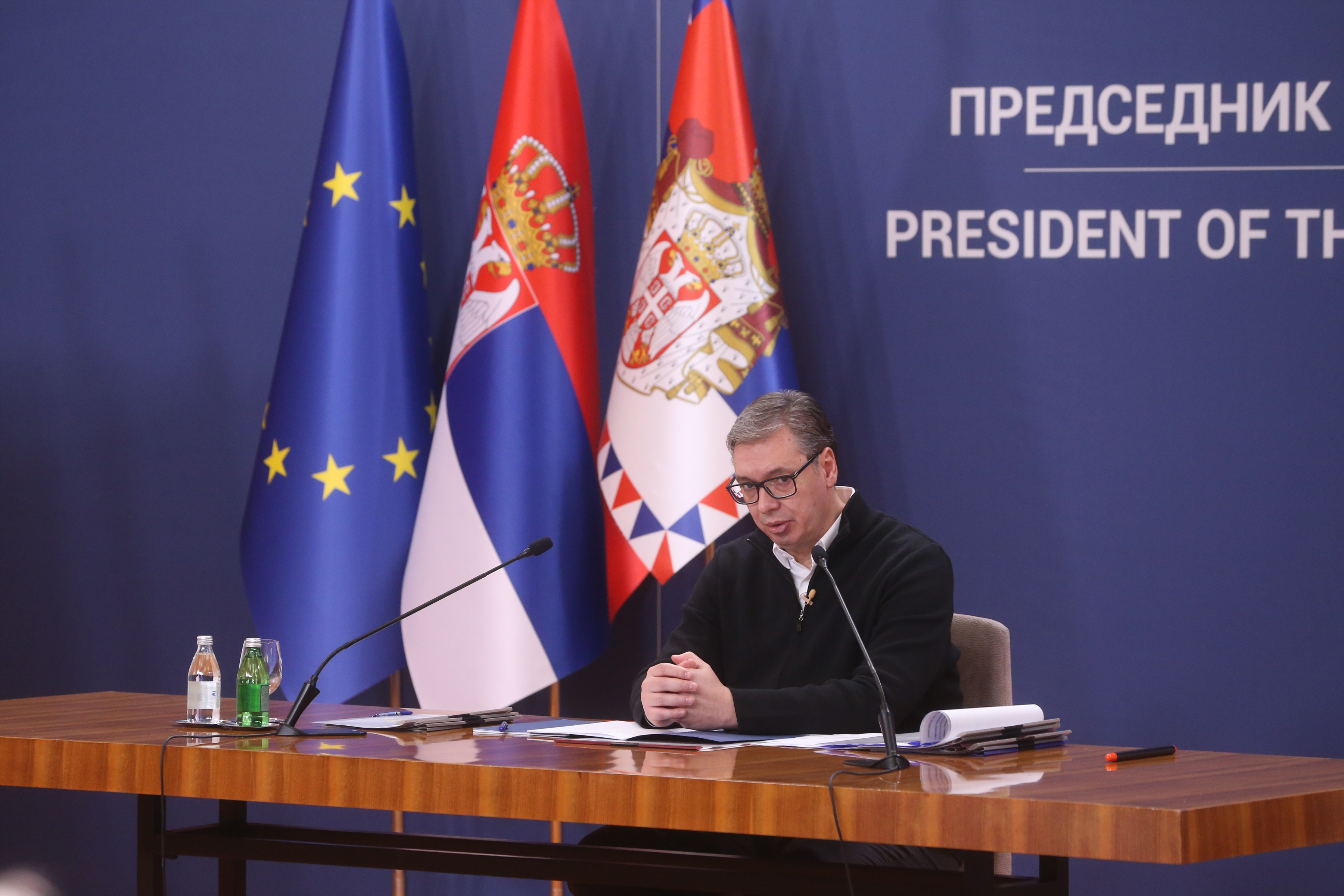 The President of the Republic of Serbia, Aleksandar Vucic, addressed the citizens at the Palace of Serbia.Predsednik Republike Srbije Aleksandar Vucic obratio se gradjanima u Palati Srbija.