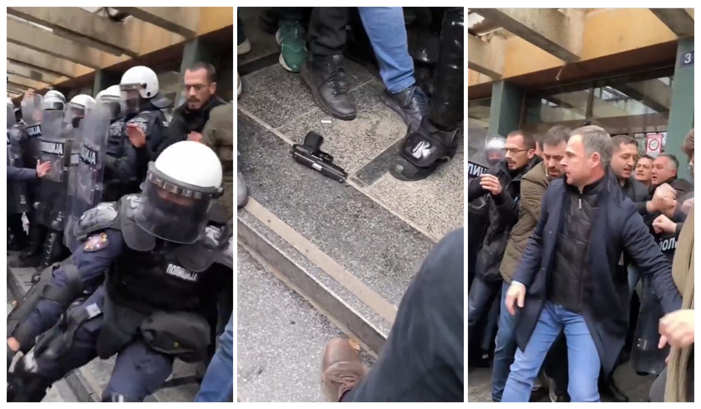 Novi Sad, okršaj poslanika i policije, ispao pištolj