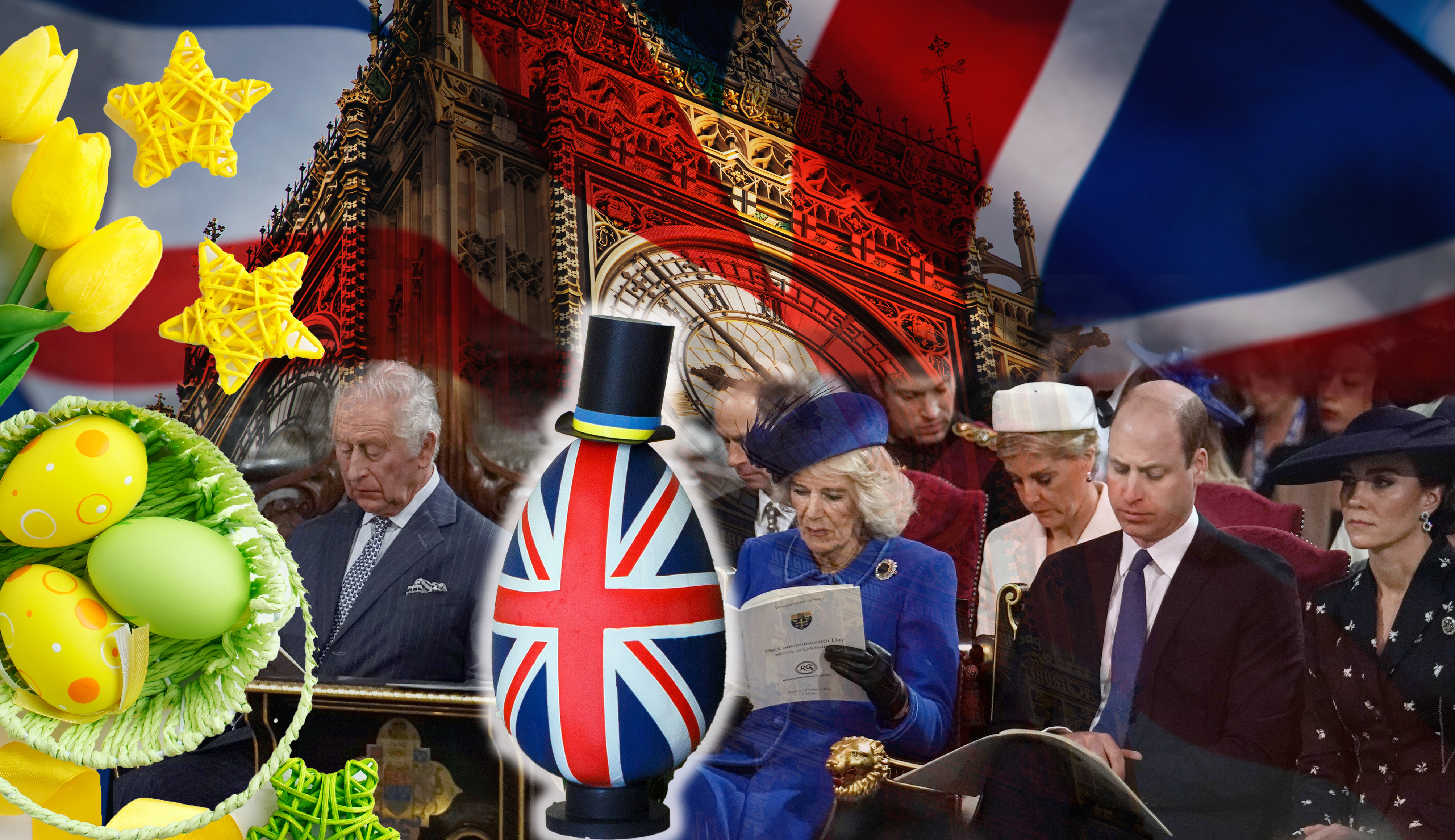 kombo kraljevska porodica, uskrs i zastava velike britanije