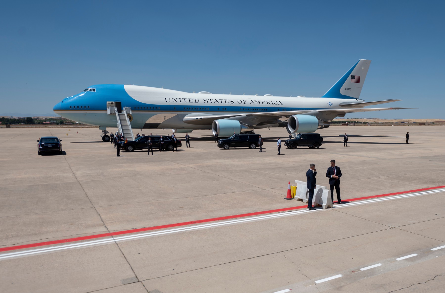 King Felipe VI receives Joe Biden on his arrival in Madrid for the NATO Summit