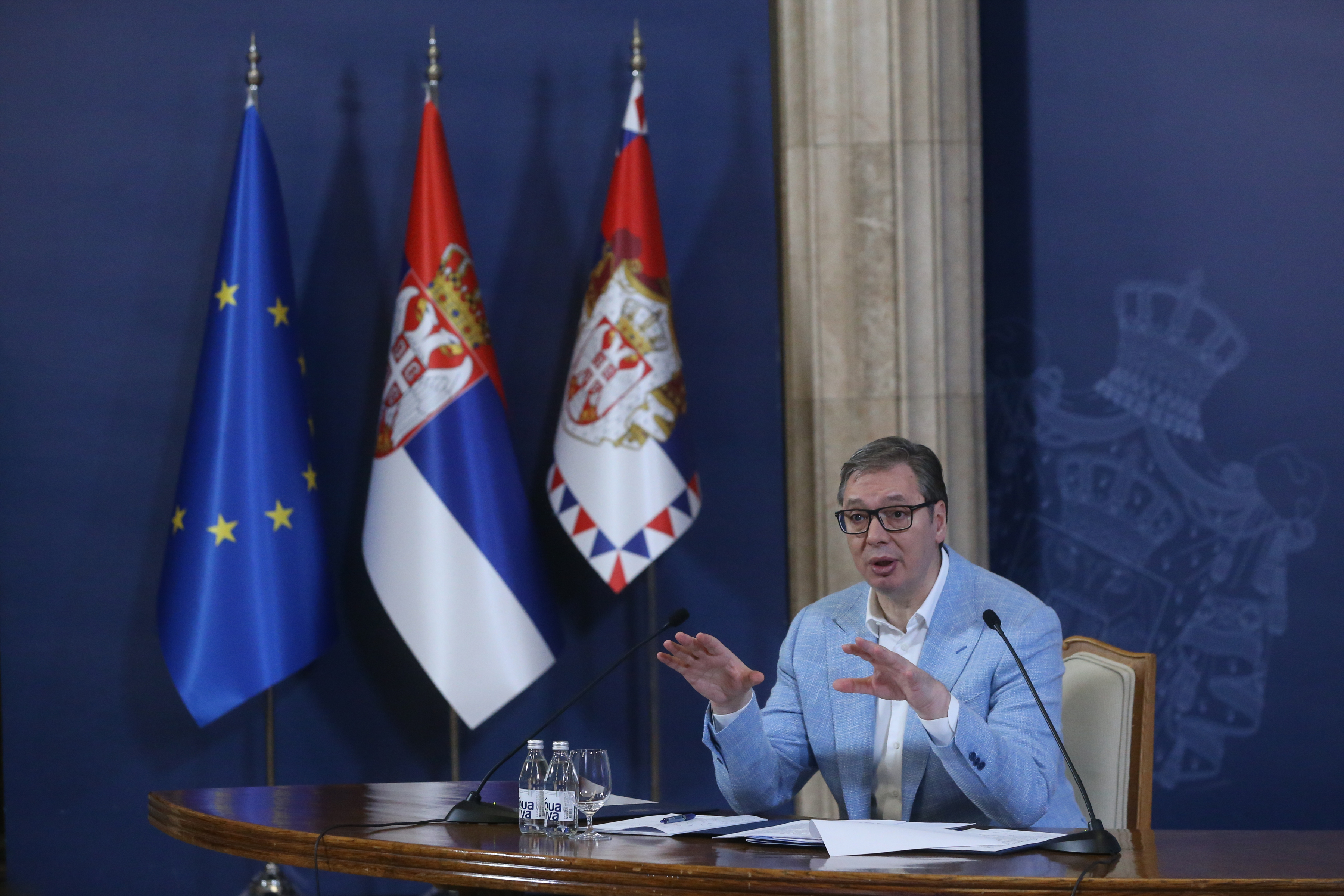 The President of the Republic of Serbia, Aleksandar Vucic, addressed the citizens at the Palace of Serbia.Predsednik Republike Srbije Aleksandar Vucic obratio se gradjanima u Palati Srbija.