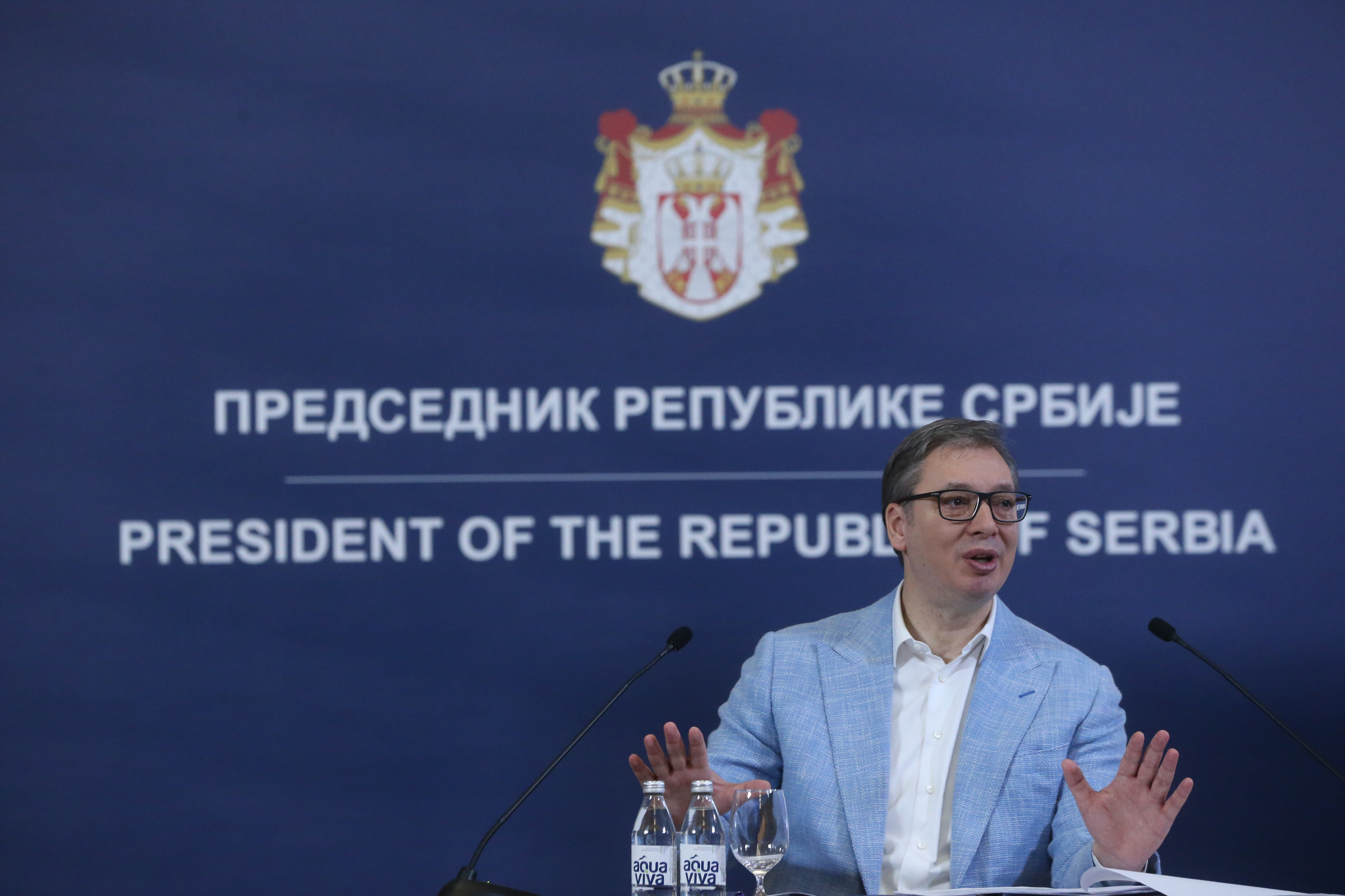The President of the Republic of Serbia, Aleksandar Vucic, addressed the citizens at the Palace of Serbia.Predsednik Republike Srbije Aleksandar Vucic obratio se gradjanima u Palati Srbija.