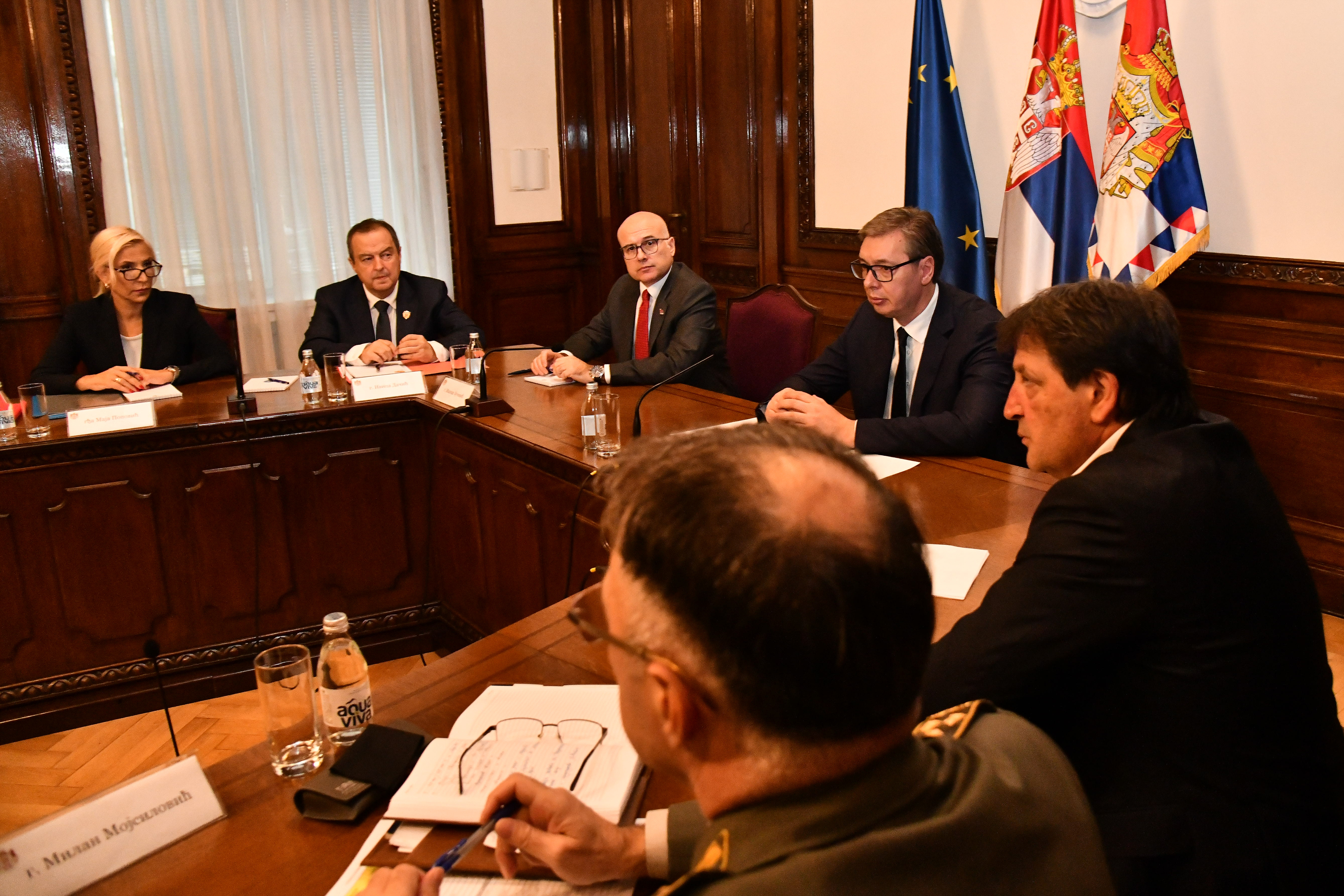 The President of the Republic of Serbia, Aleksandar Vucic, chairs the session of the National Security Council.Predsednik Republike Srbije Aleksandar Vucic predsedava sednicom Saveta za nacionalnu bezbednost.