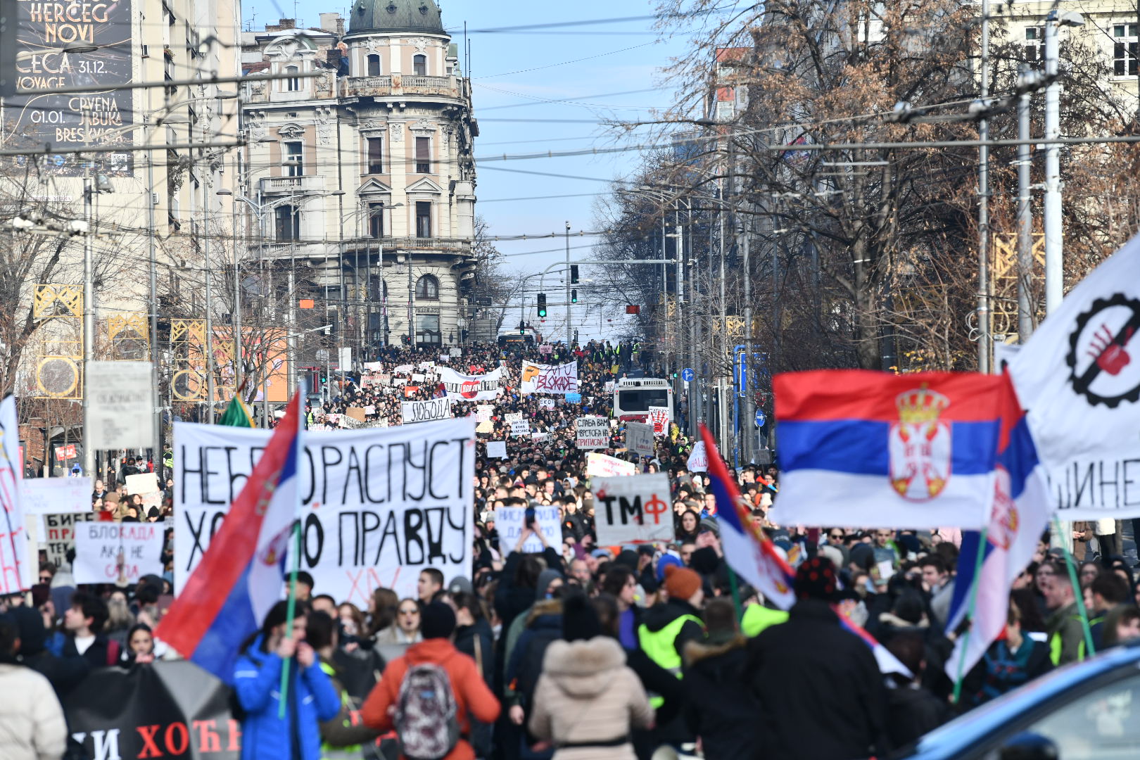 Beograd 27. decembar 2024. Studenti okupljanje kod Pravnog fakulteta protestna setnja do ministarstva prosvete Foto:Vesna Lalić/Nova.rs