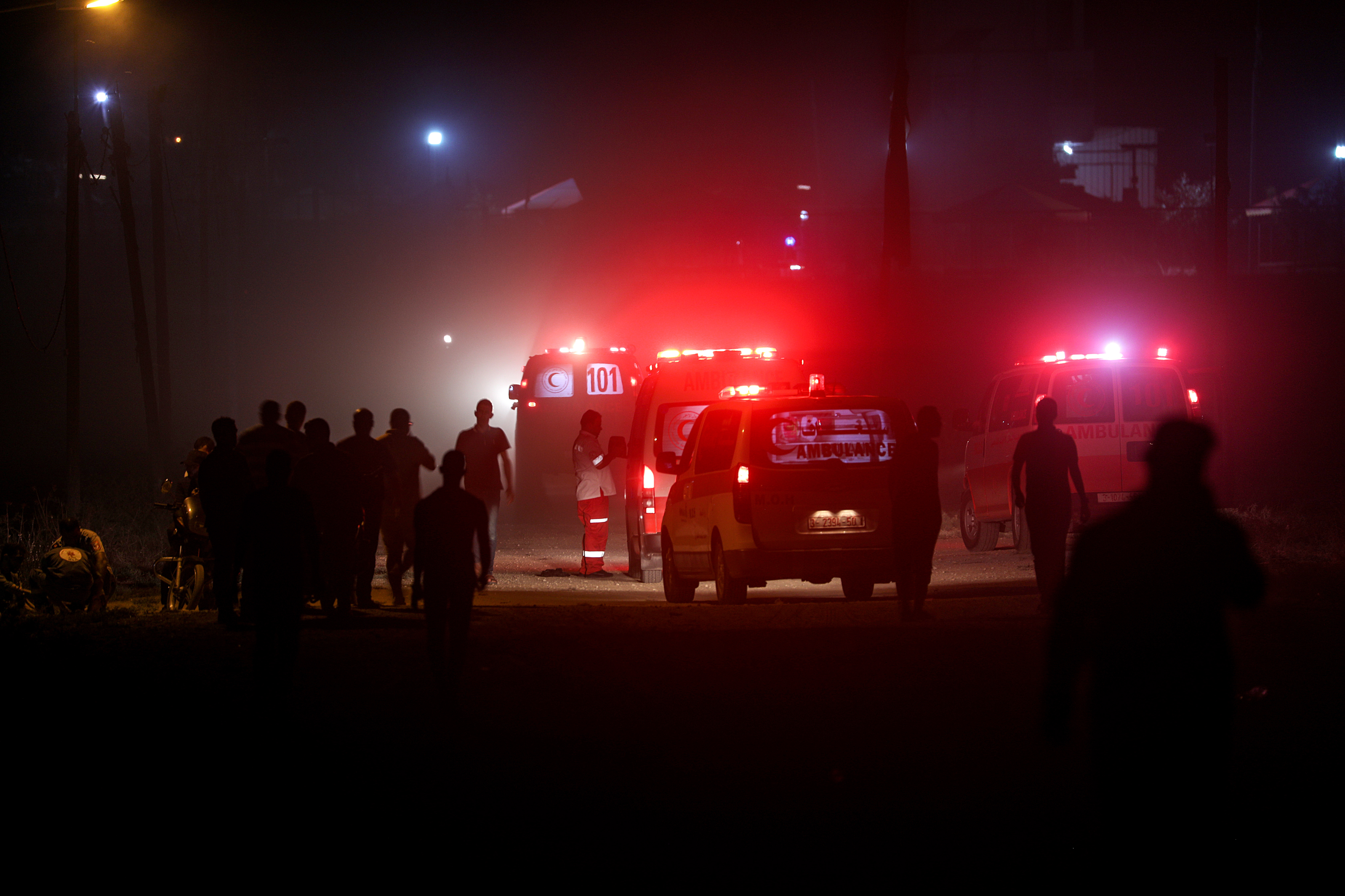 Night protest in Gaza near the Israeli border