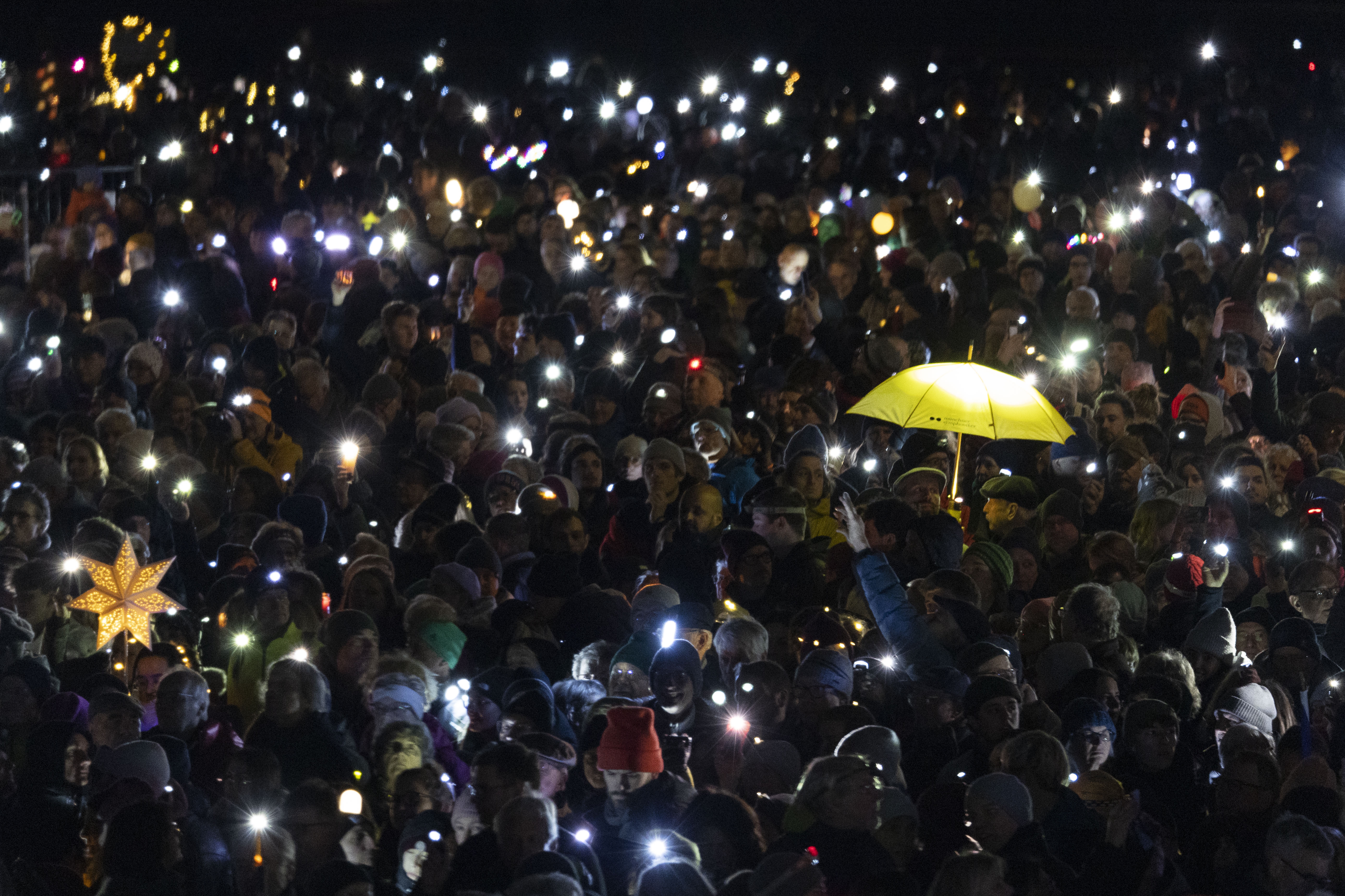 'Sea of lights for democracy', a protest against right wing extremism in Munich